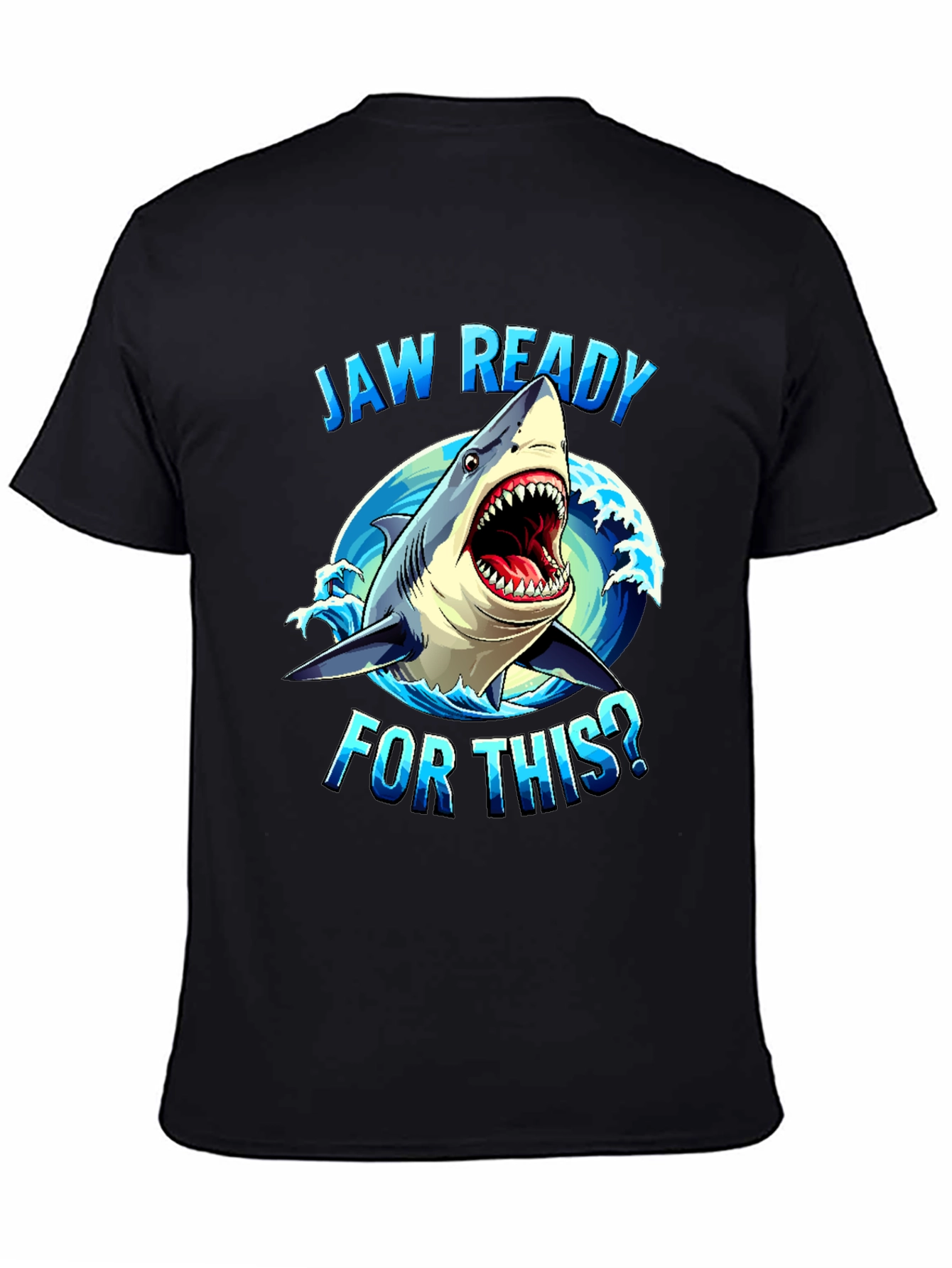 Jaw Ready Shark Graphic Tee - Black Cotton T-Shirt