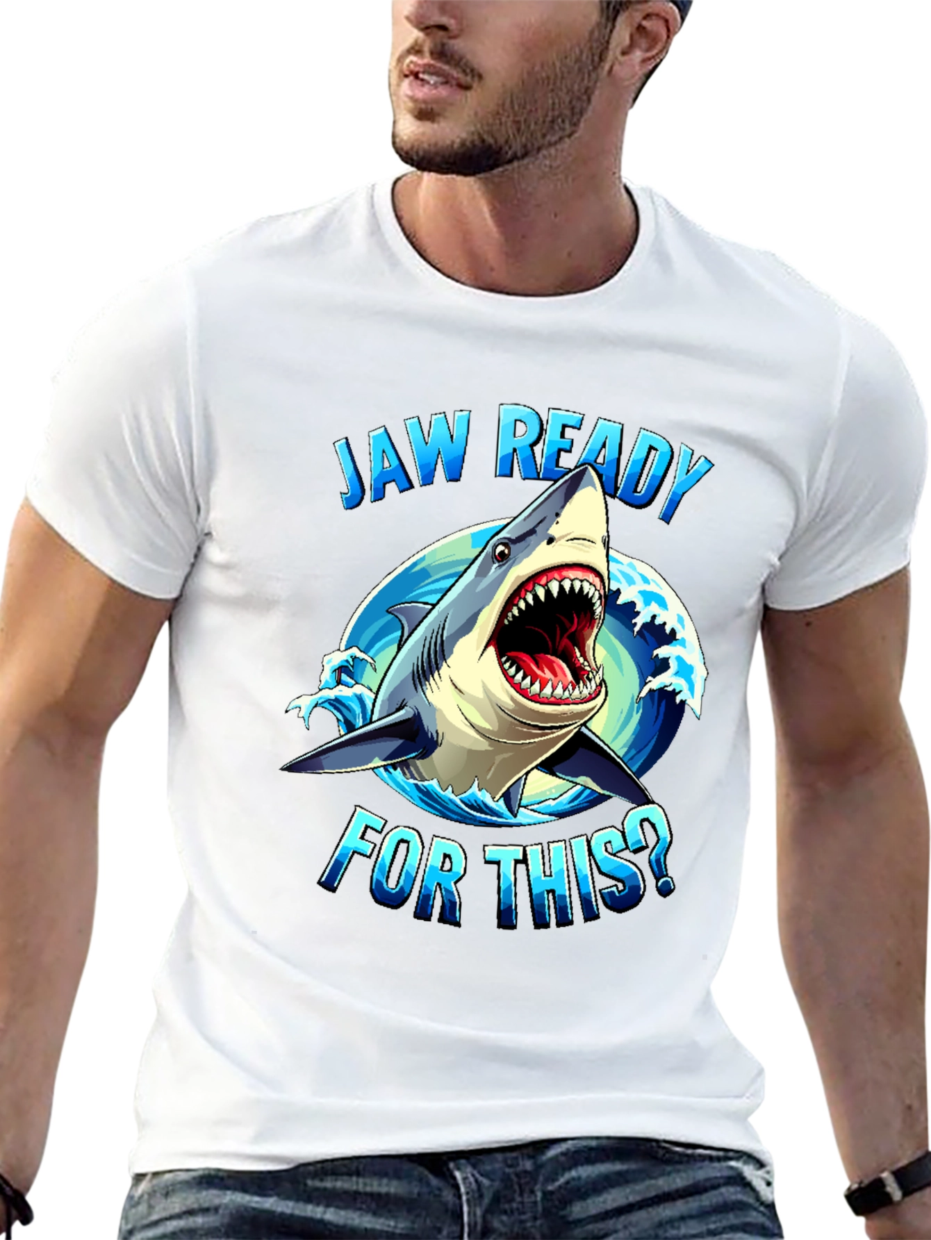Jaw Ready Shark Graphic Tee - Black Cotton T-Shirt