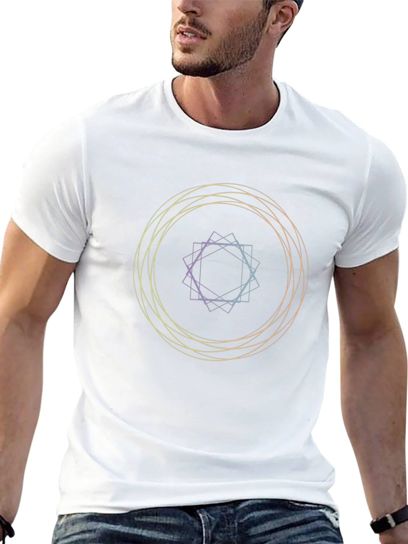 Geometric Circle Graphic Black T-Shirt