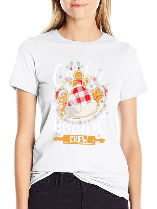 Cookie Baking Crew T-Shirt Gingerbread Man Festive Top