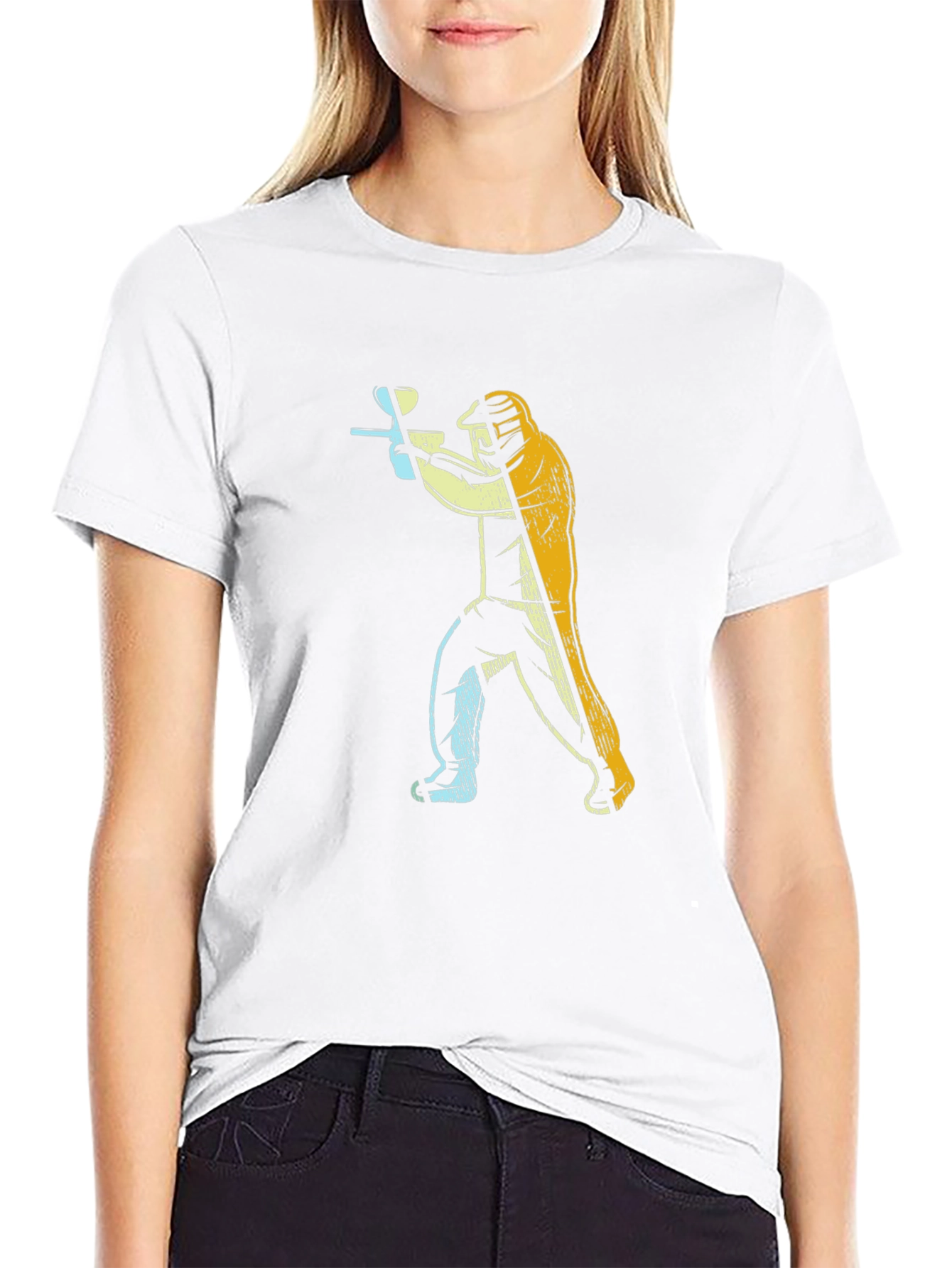 Paintball Player Graphic Tee - Black Cotton Casual Shirt