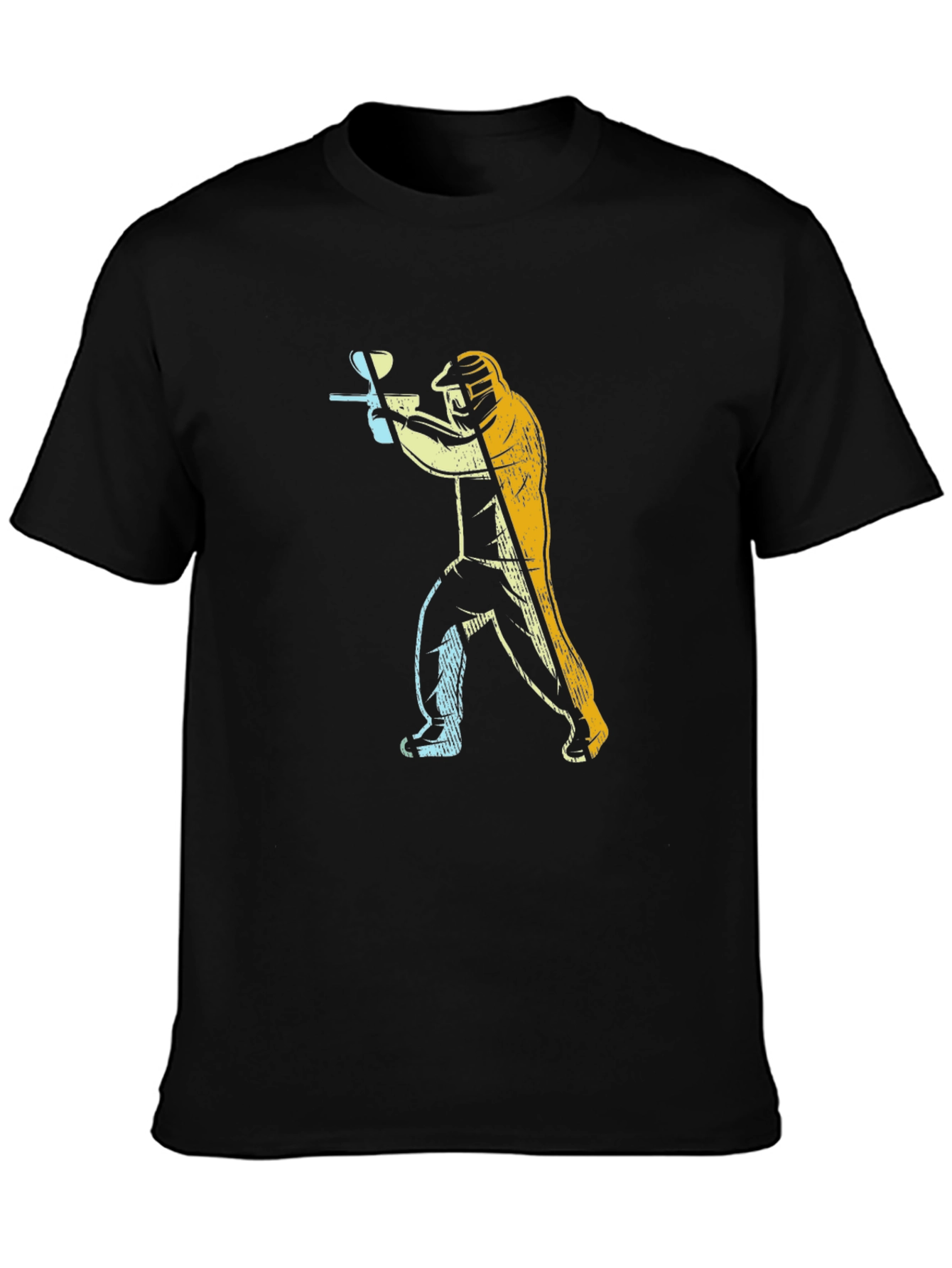 Paintball Player Graphic Tee - Black Cotton Casual Shirt
