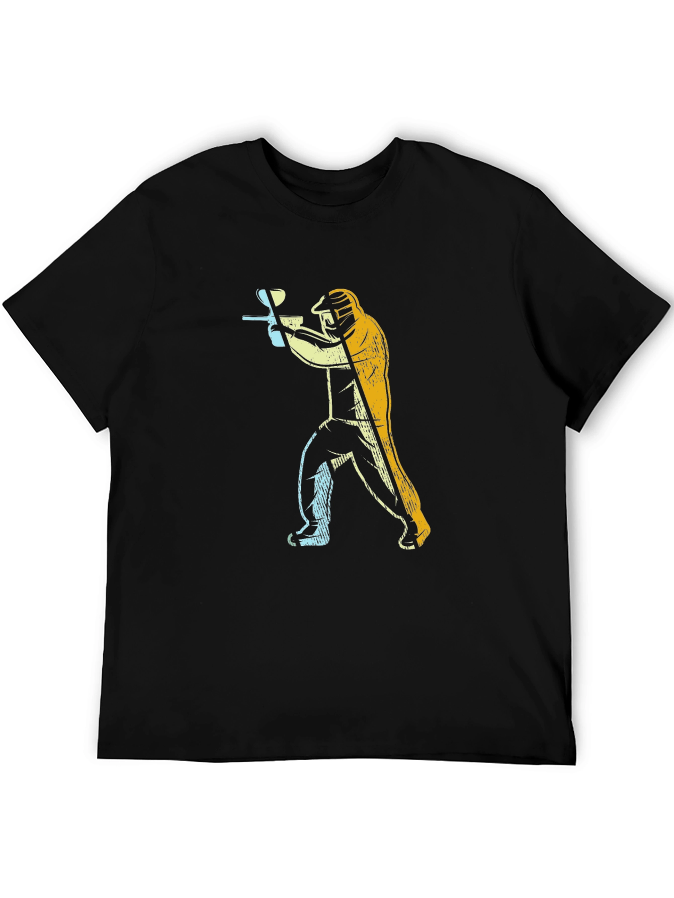 Paintball Player Graphic Tee - Black Cotton Casual Shirt