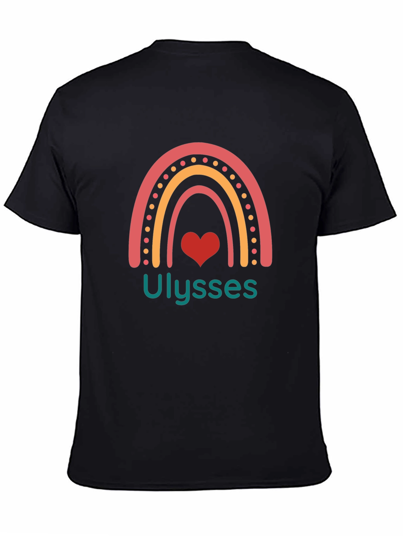 Ulysses Rainbow Heart Graphic Tee - Black Unisex Shirt