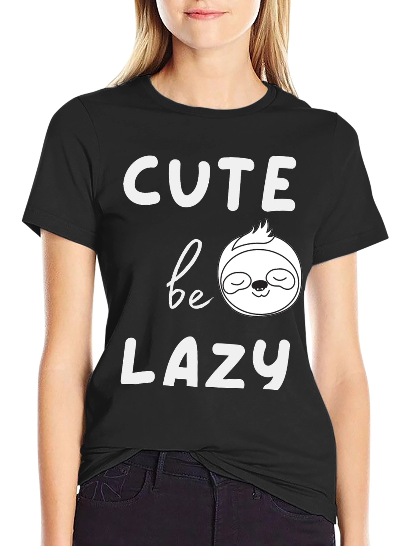 Cute Be Lazy Sloth T-Shirt - Mens Black Tee