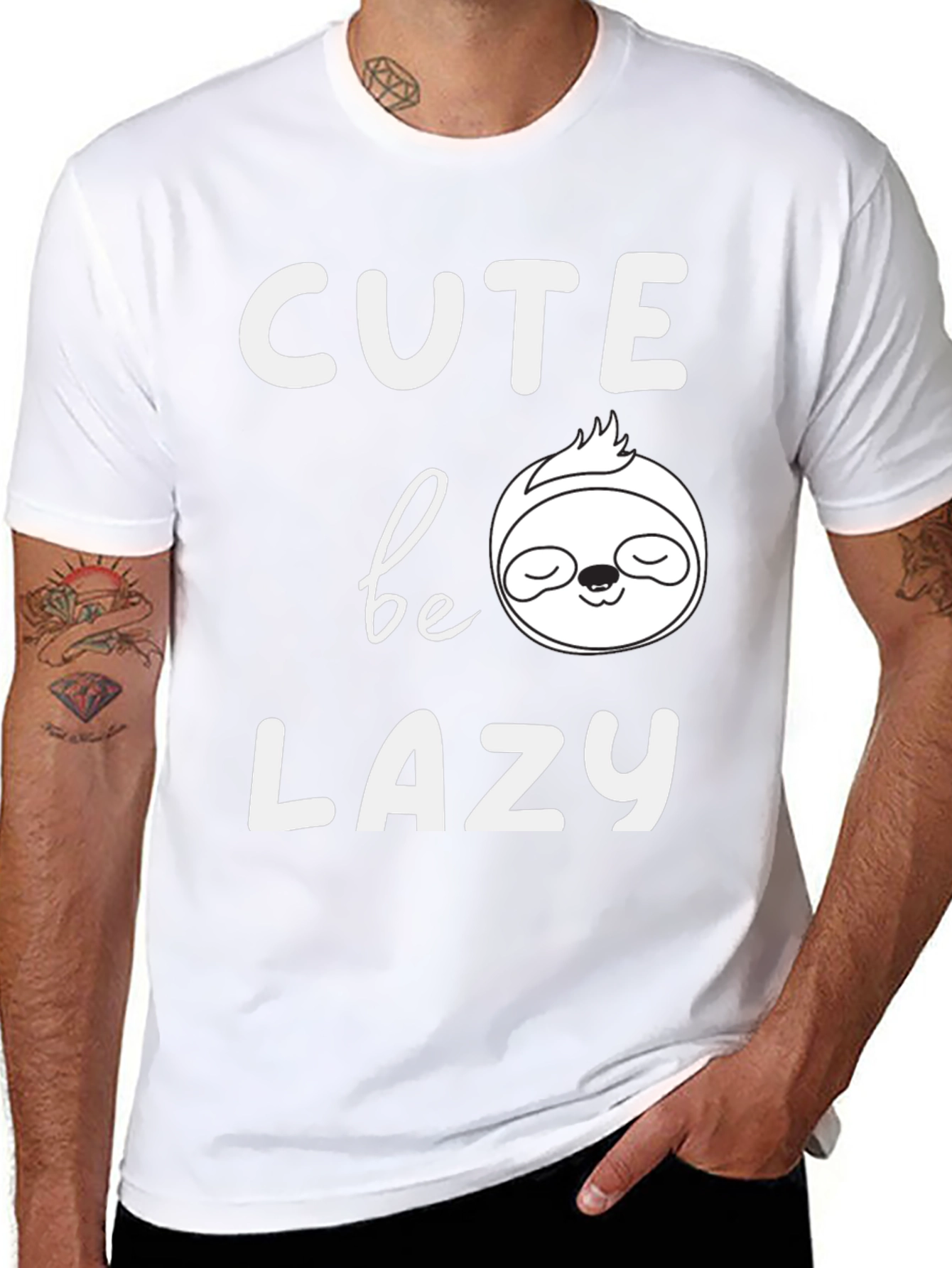 Cute Be Lazy Sloth T-Shirt - Mens Black Tee