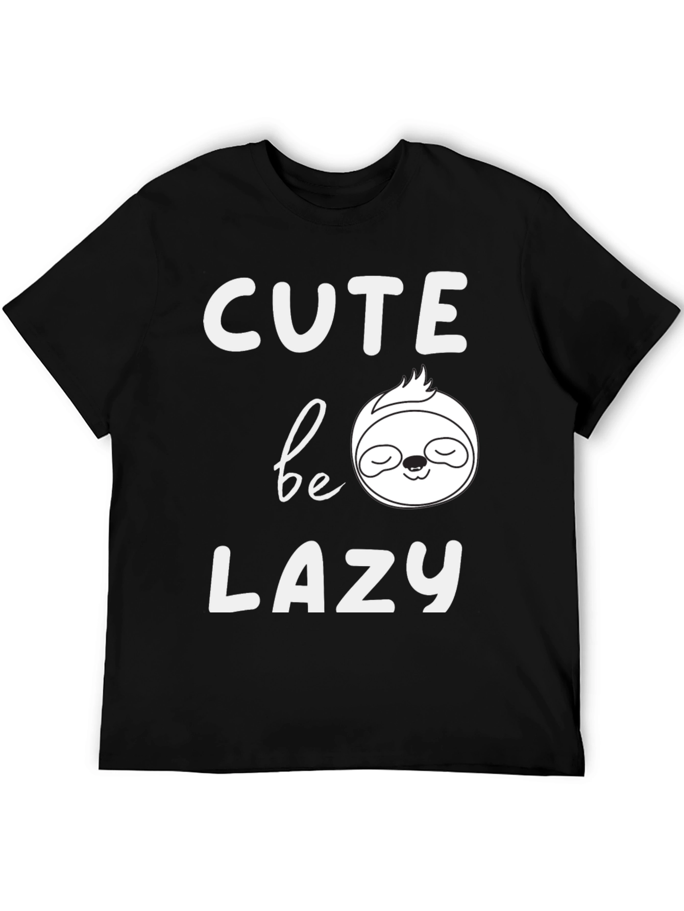 Cute Be Lazy Sloth T-Shirt - Mens Black Tee
