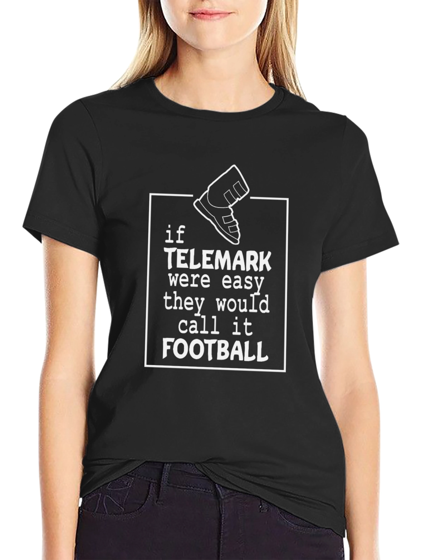 Telemark Skiing Humor T-Shirt - Black Tee