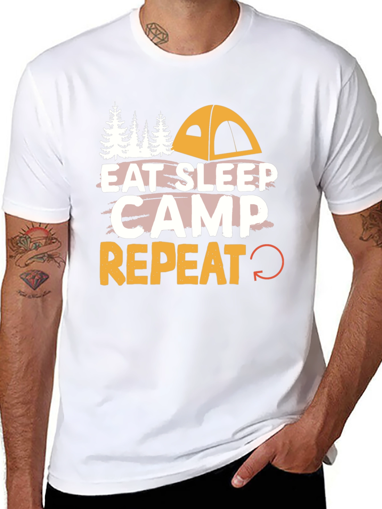 Eat Sleep Camp Repeat Camping Graphic T-Shirt