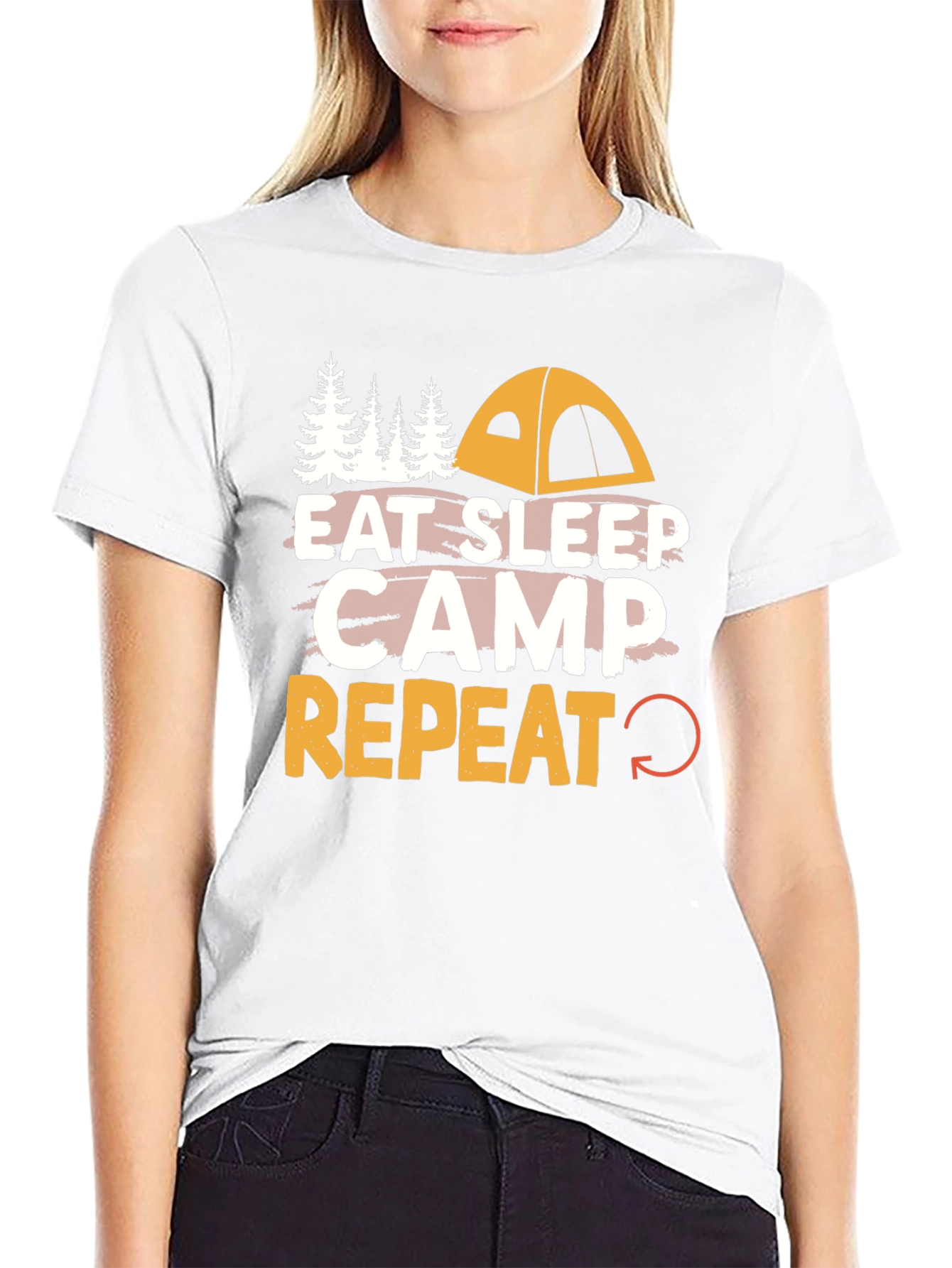 Eat Sleep Camp Repeat Camping Graphic T-Shirt