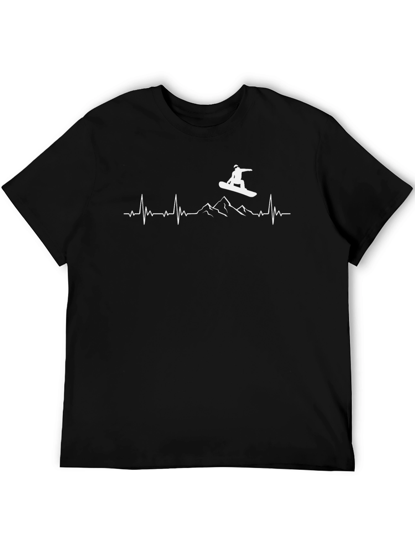 Snowboard Heartbeat Graphic Tee - Black Cotton T-Shirt