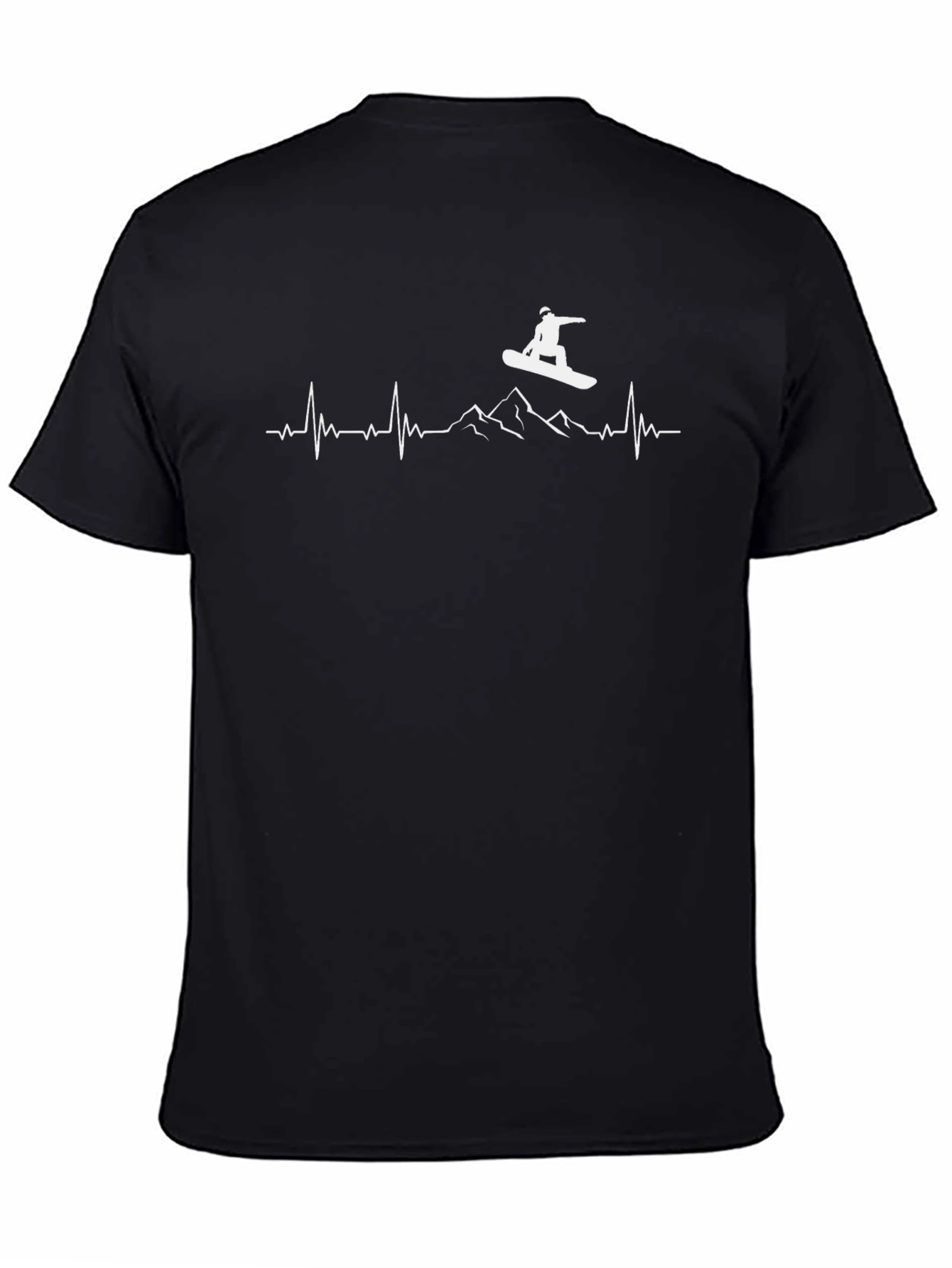 Snowboard Heartbeat Graphic Tee - Black Cotton T-Shirt