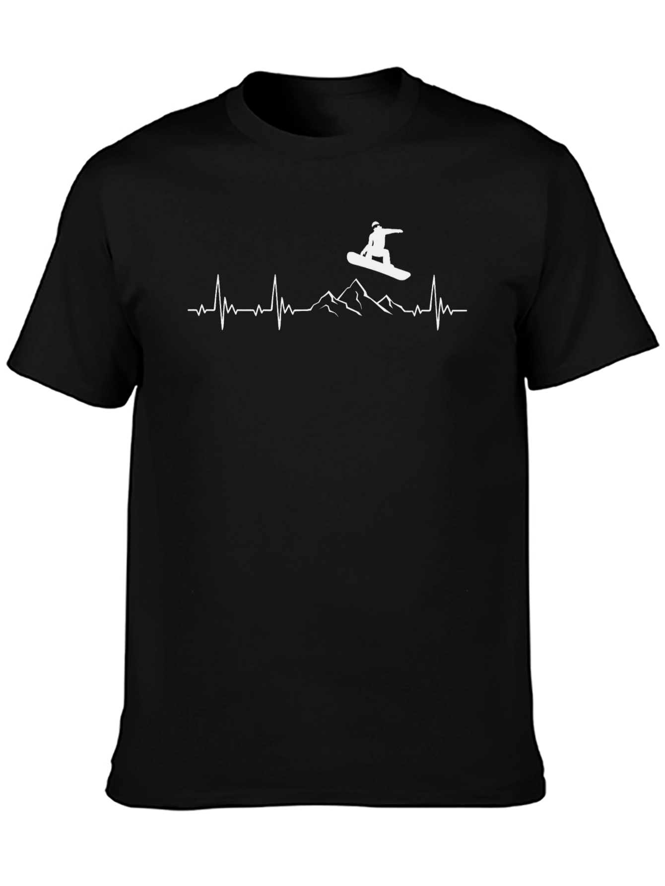 Snowboard Heartbeat Graphic Tee - Black Cotton T-Shirt