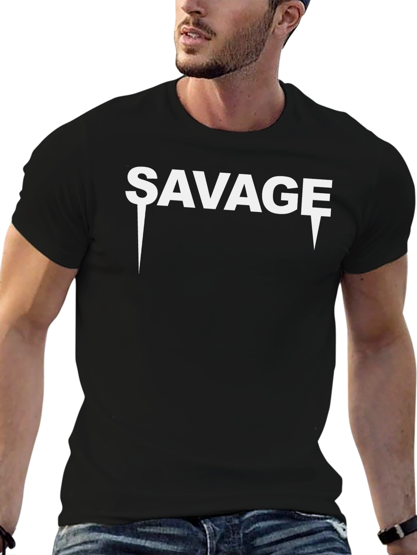 Mens Black Savage Graphic Tee