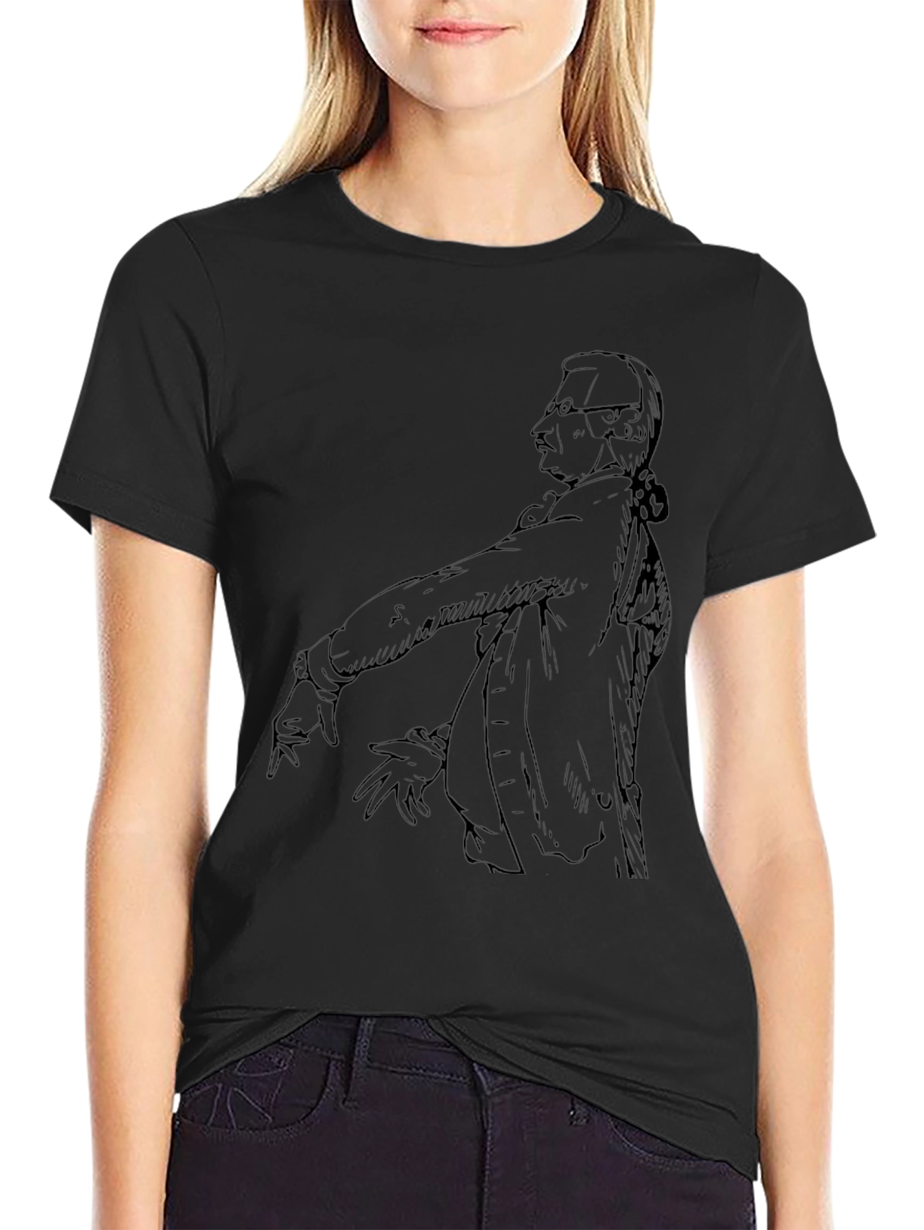 Sketch Portrait Graphic Print Tee