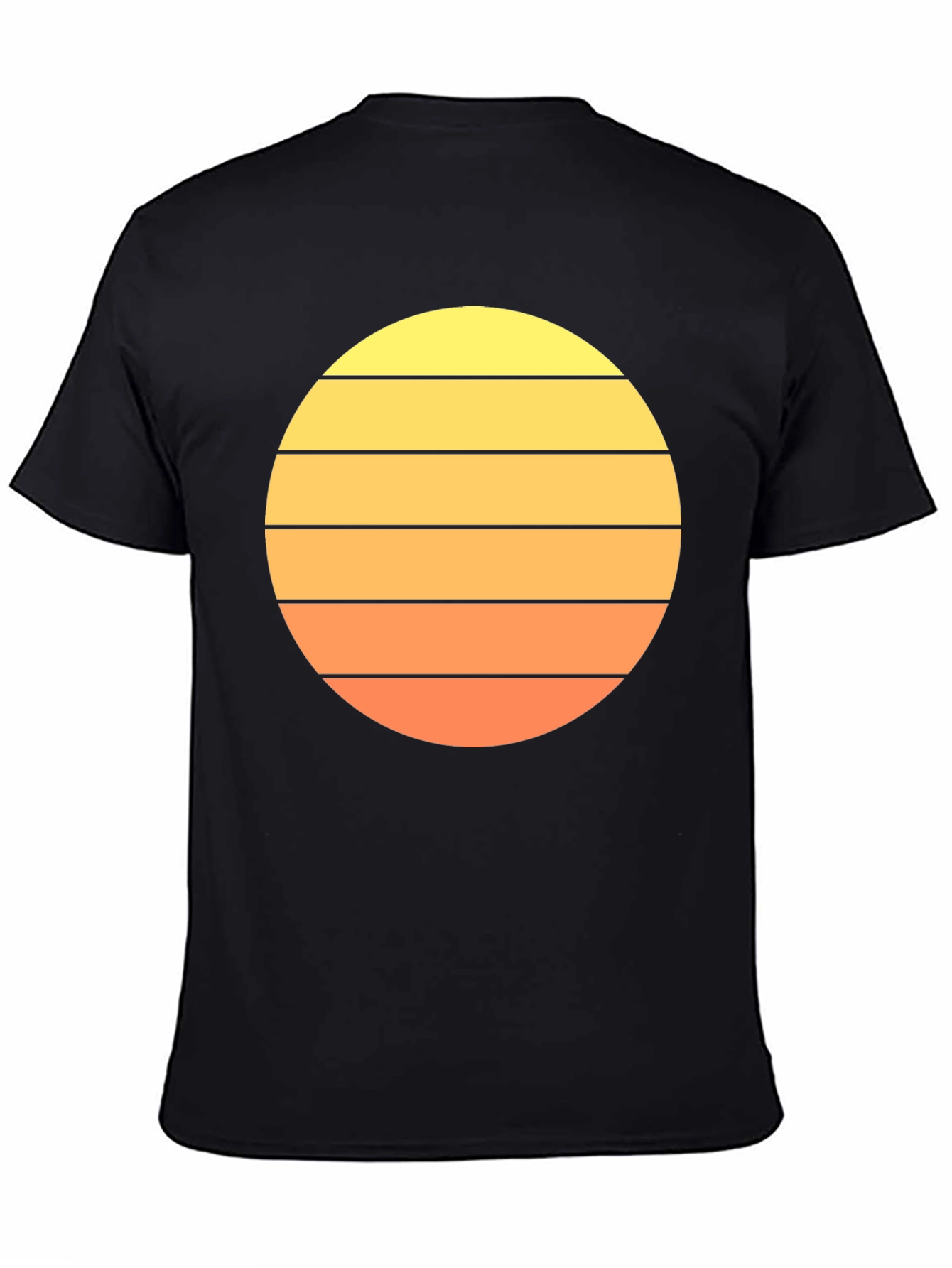 Retro Sunset Striped T-Shirt - Mens Black Tee