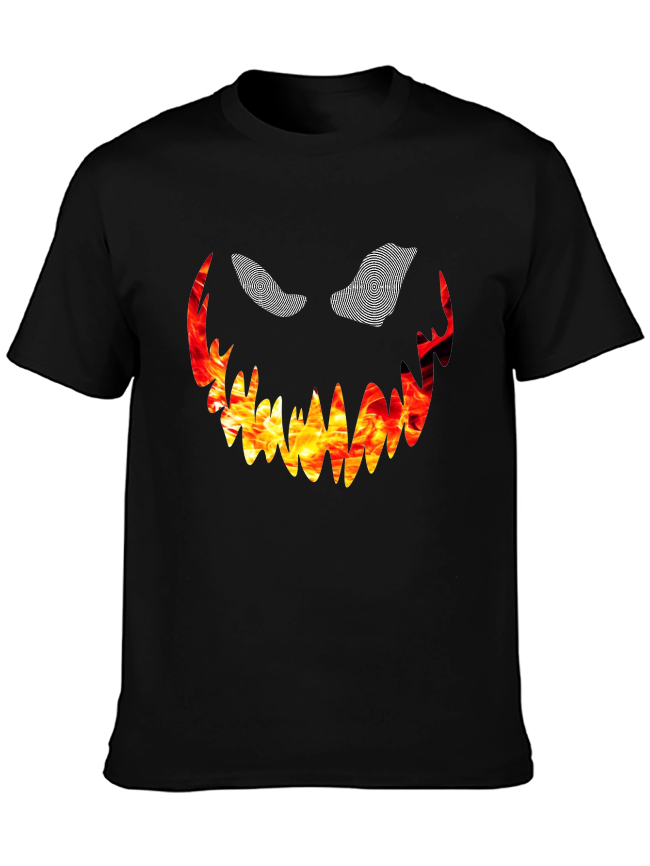 Fiery Monster Face Graphic Tee - Black