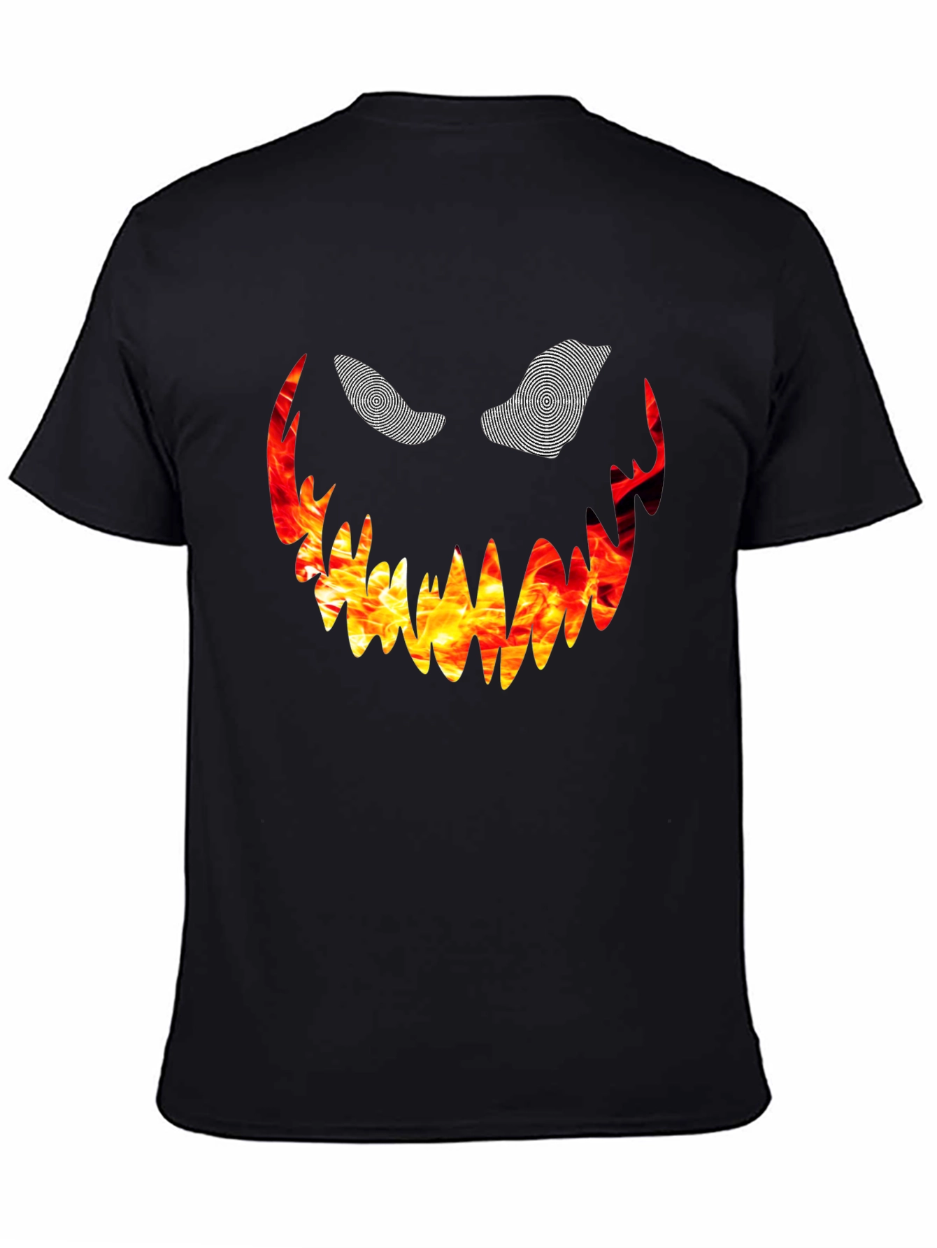 Fiery Monster Face Graphic Tee - Black
