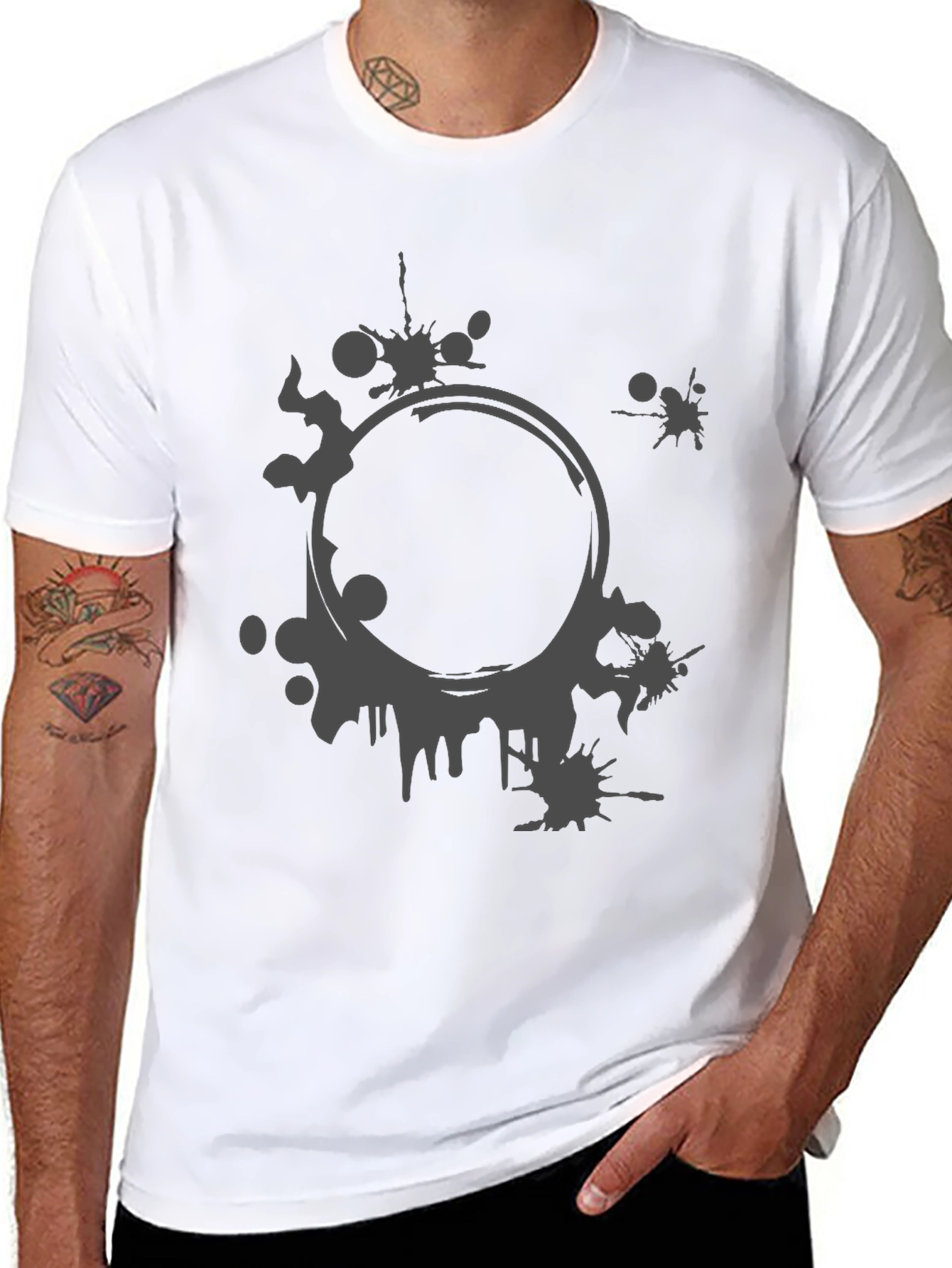 Abstract Graphic Print Black Crew Neck T-Shirt