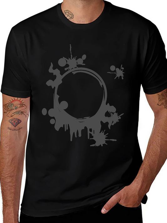 Abstract Graphic Print Black Crew Neck T-Shirt