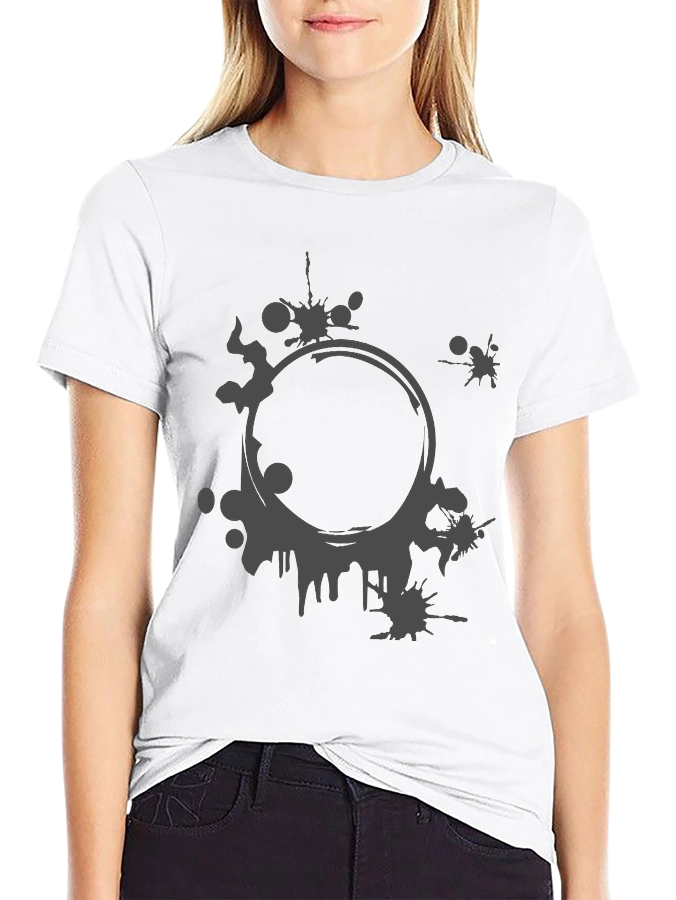 Abstract Graphic Print Black Crew Neck T-Shirt