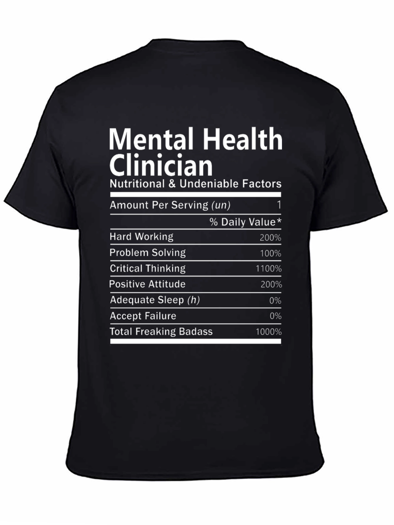 Mental Health Clinician Nutrition Facts T-Shirt