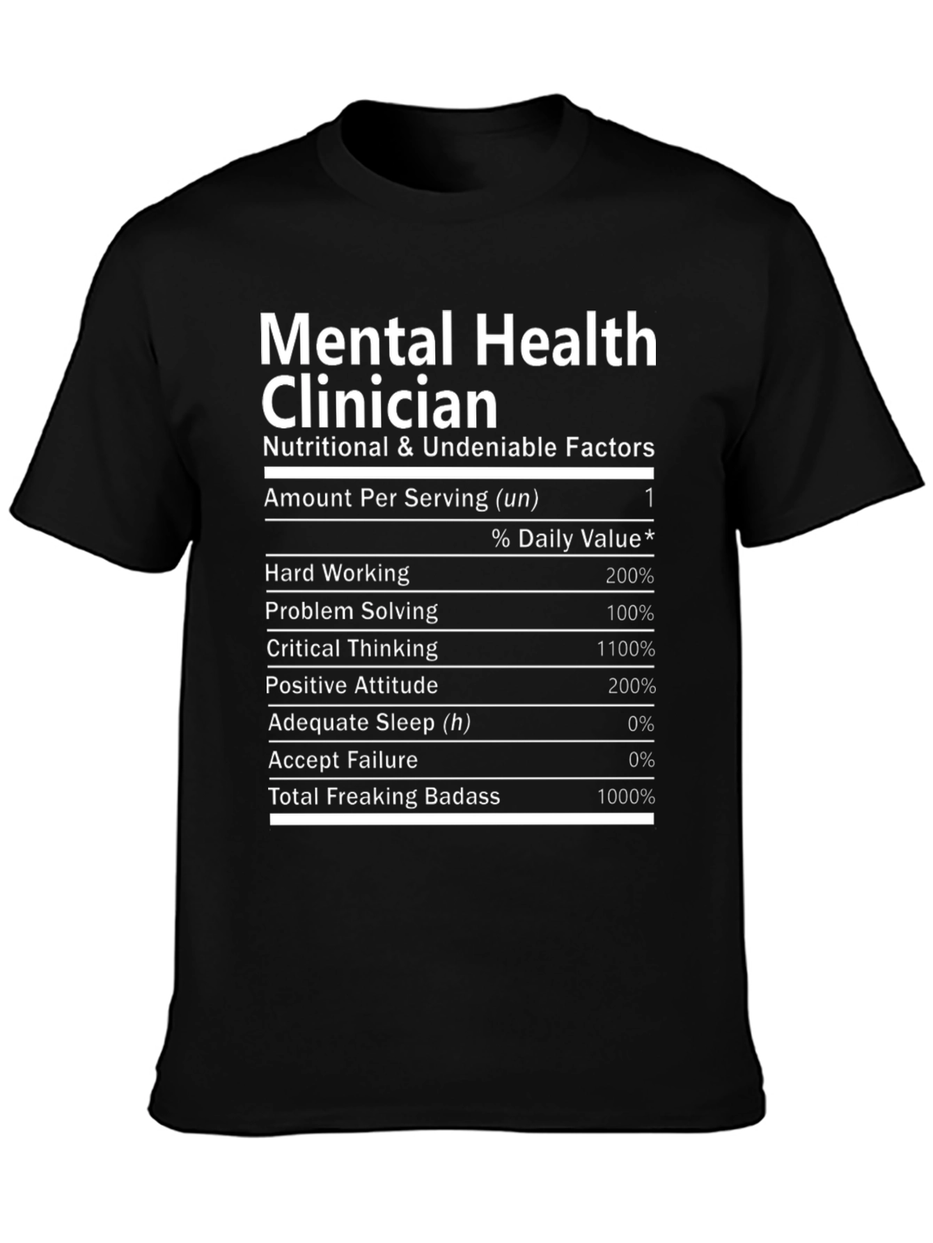 Mental Health Clinician Nutrition Facts T-Shirt
