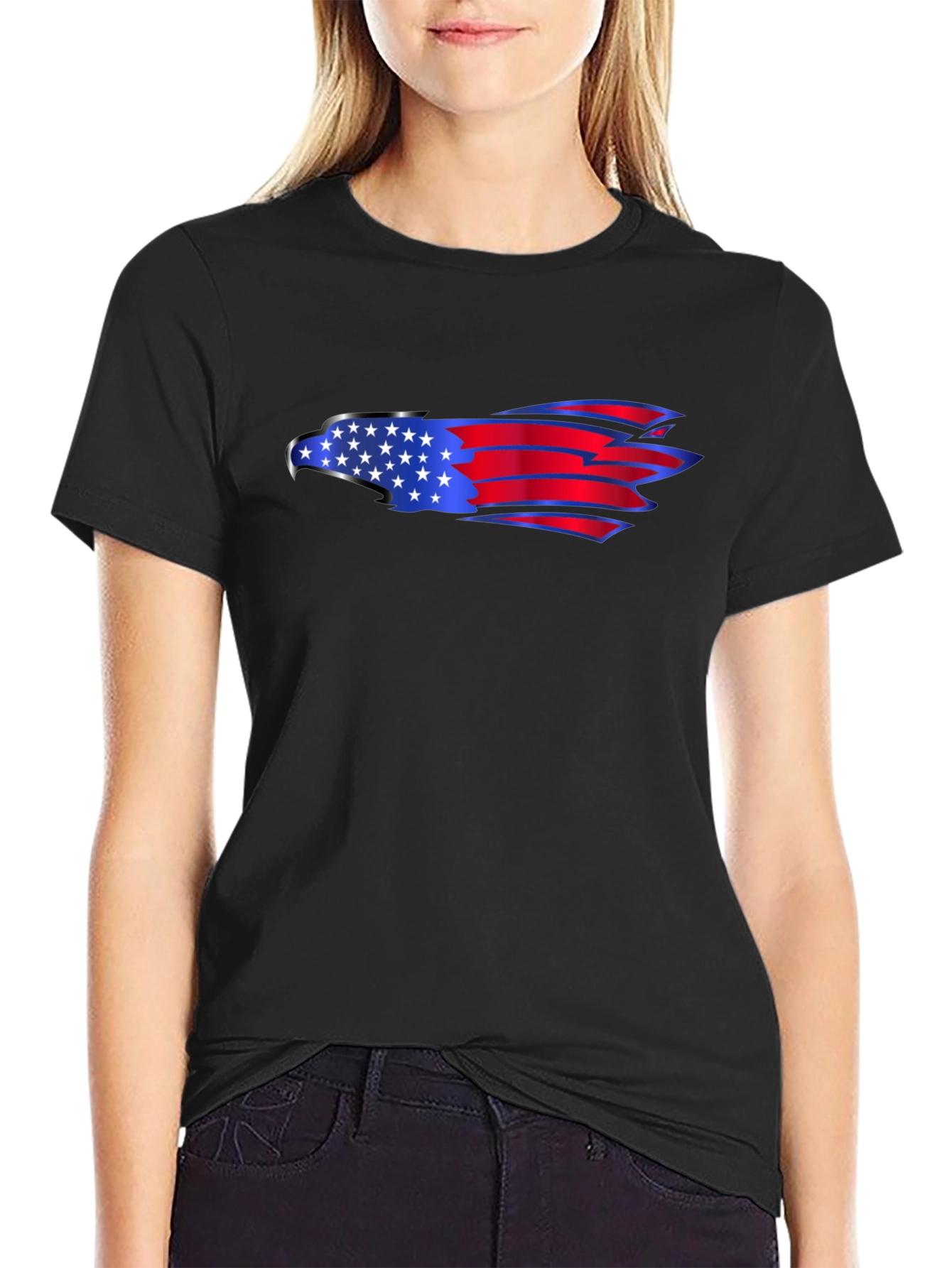 American Eagle Flag Graphic Black T-Shirt
