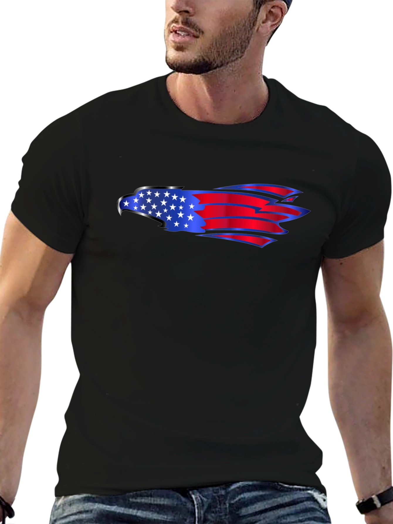 American Eagle Flag Graphic Black T-Shirt