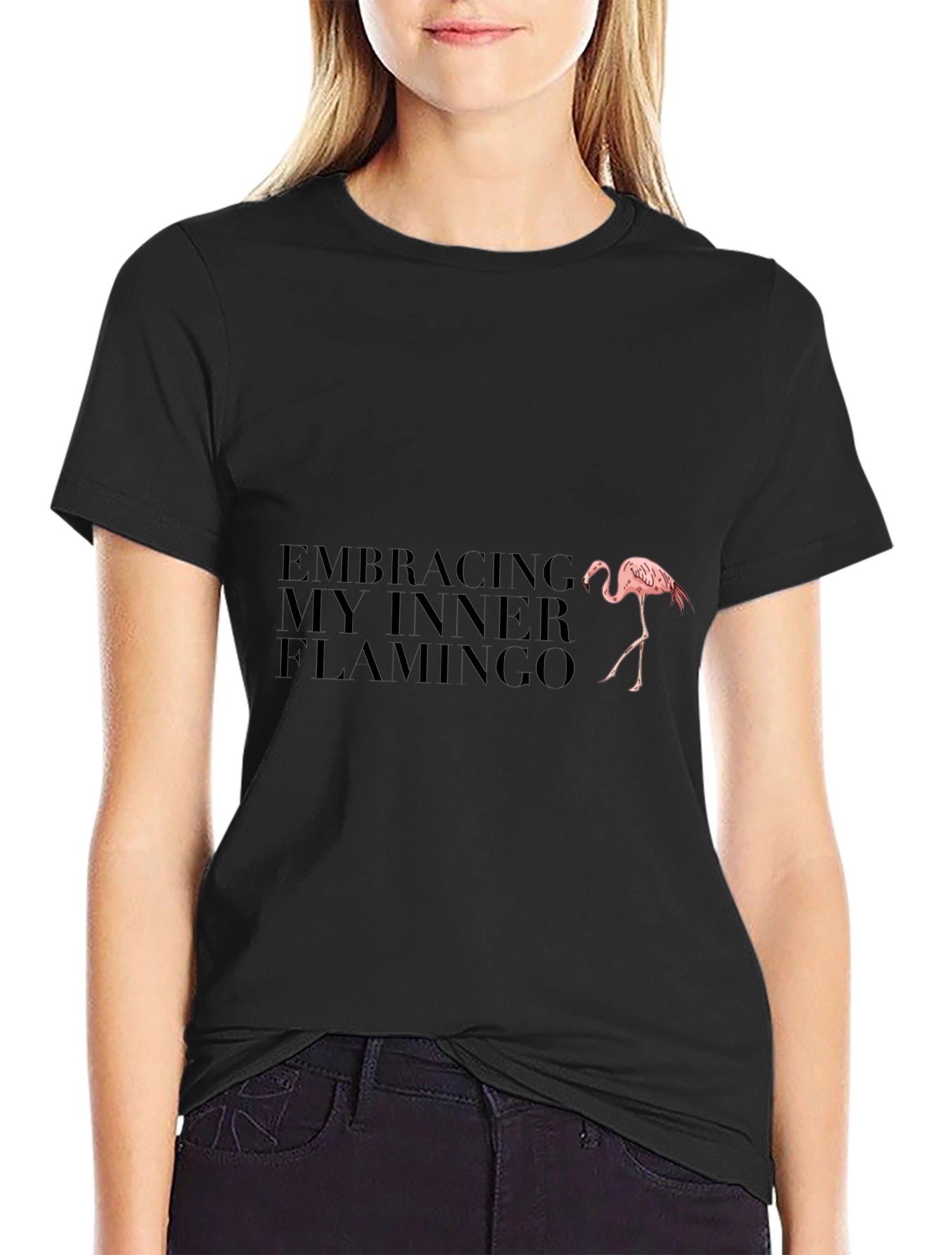 Embracing My Inner Flamingo Black T-Shirt