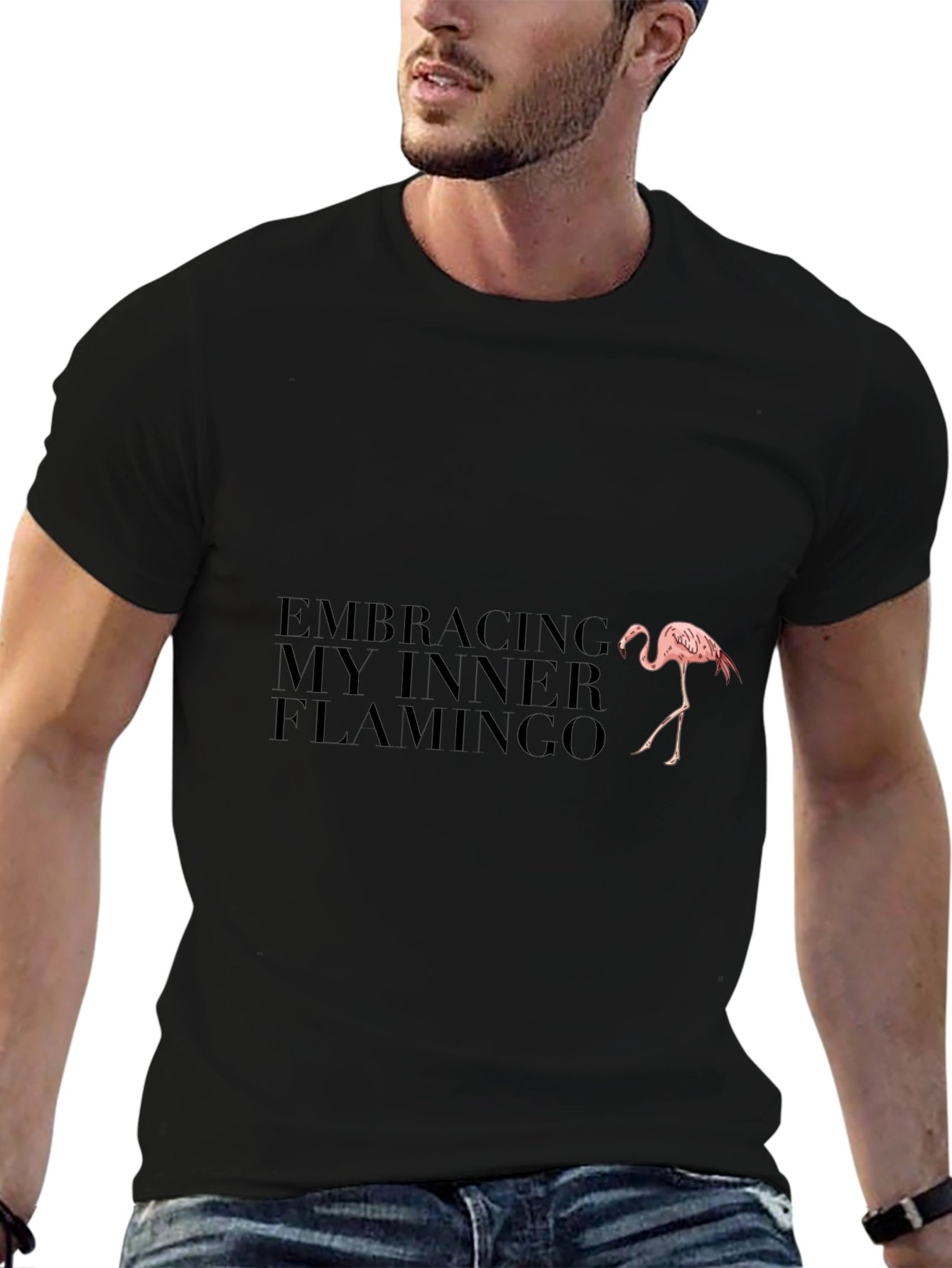 Embracing My Inner Flamingo Black T-Shirt