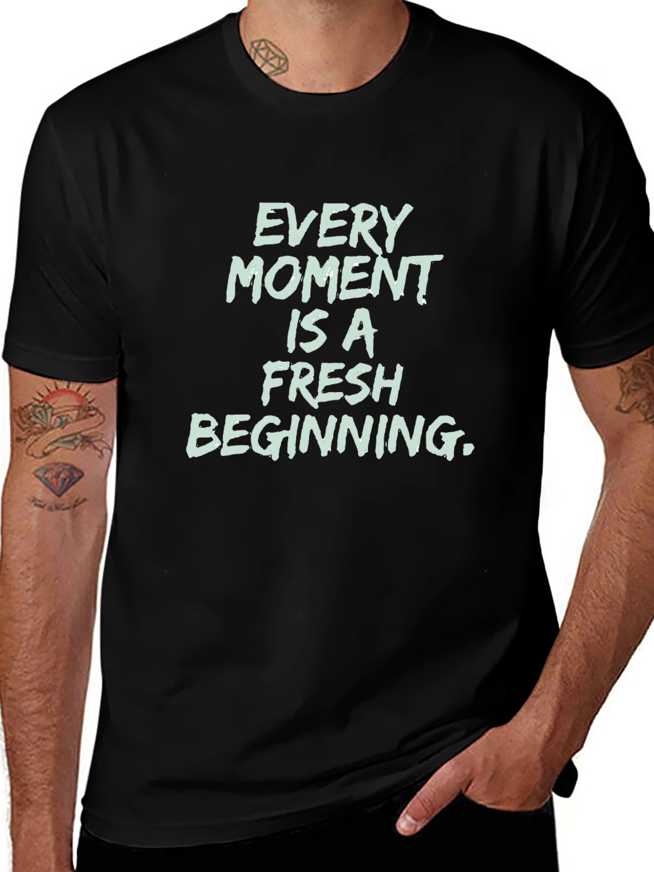 Inspirational Black T-Shirt - Every Moment Is Fresh
