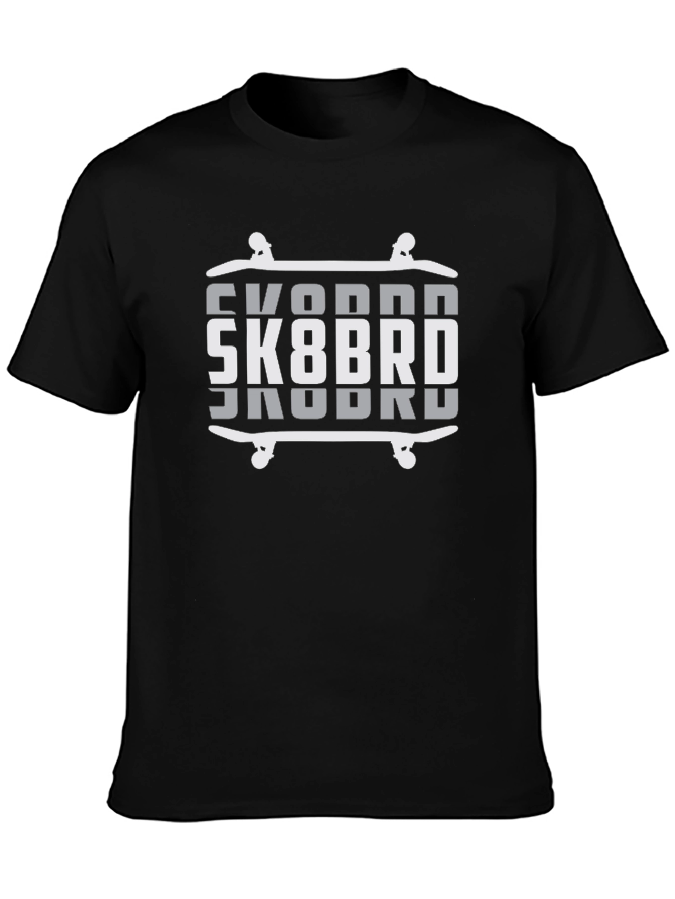 SK8BRD Skateboard Graphic Tee - Black Cotton Blend
