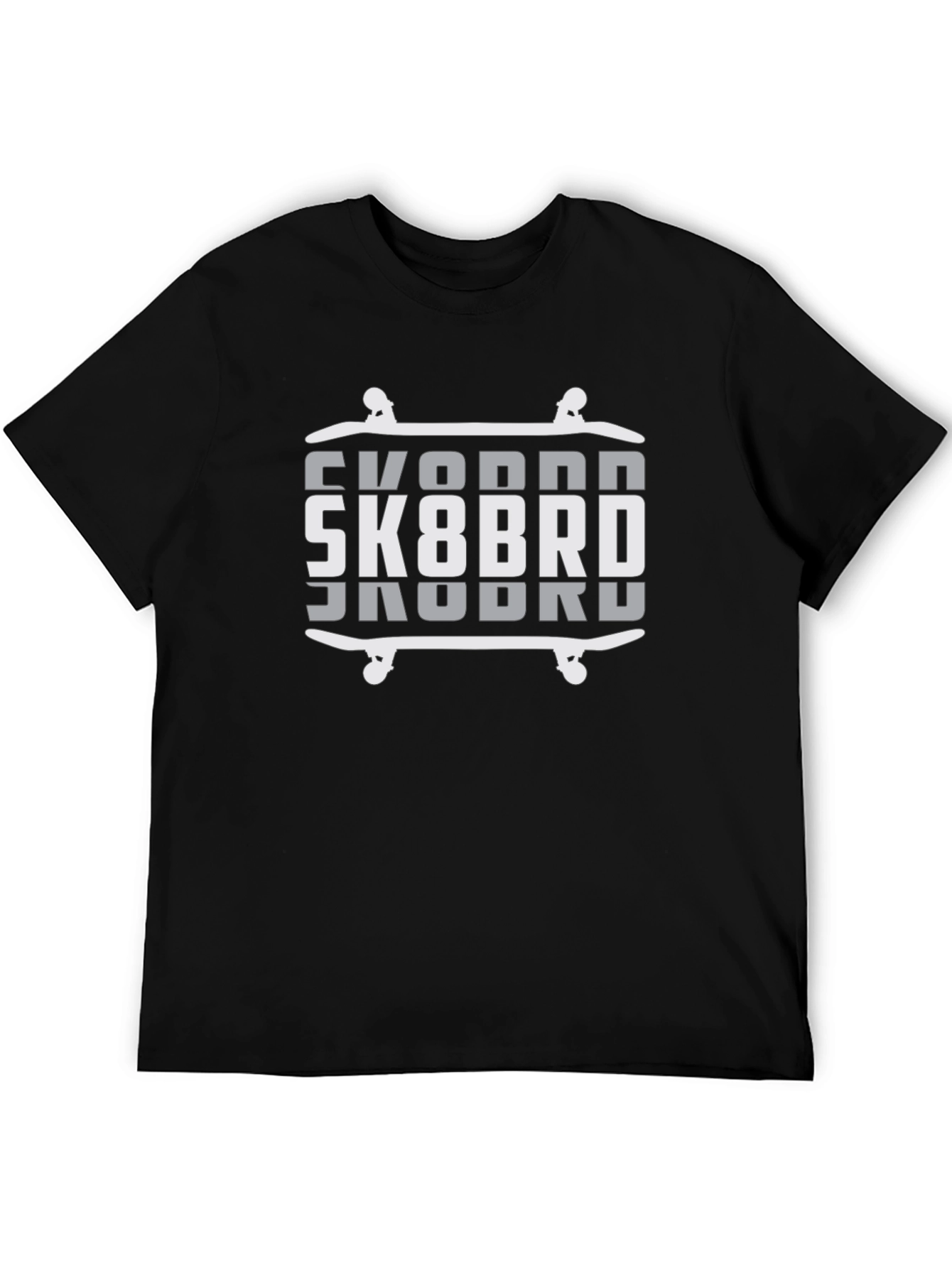SK8BRD Skateboard Graphic Tee - Black Cotton Blend