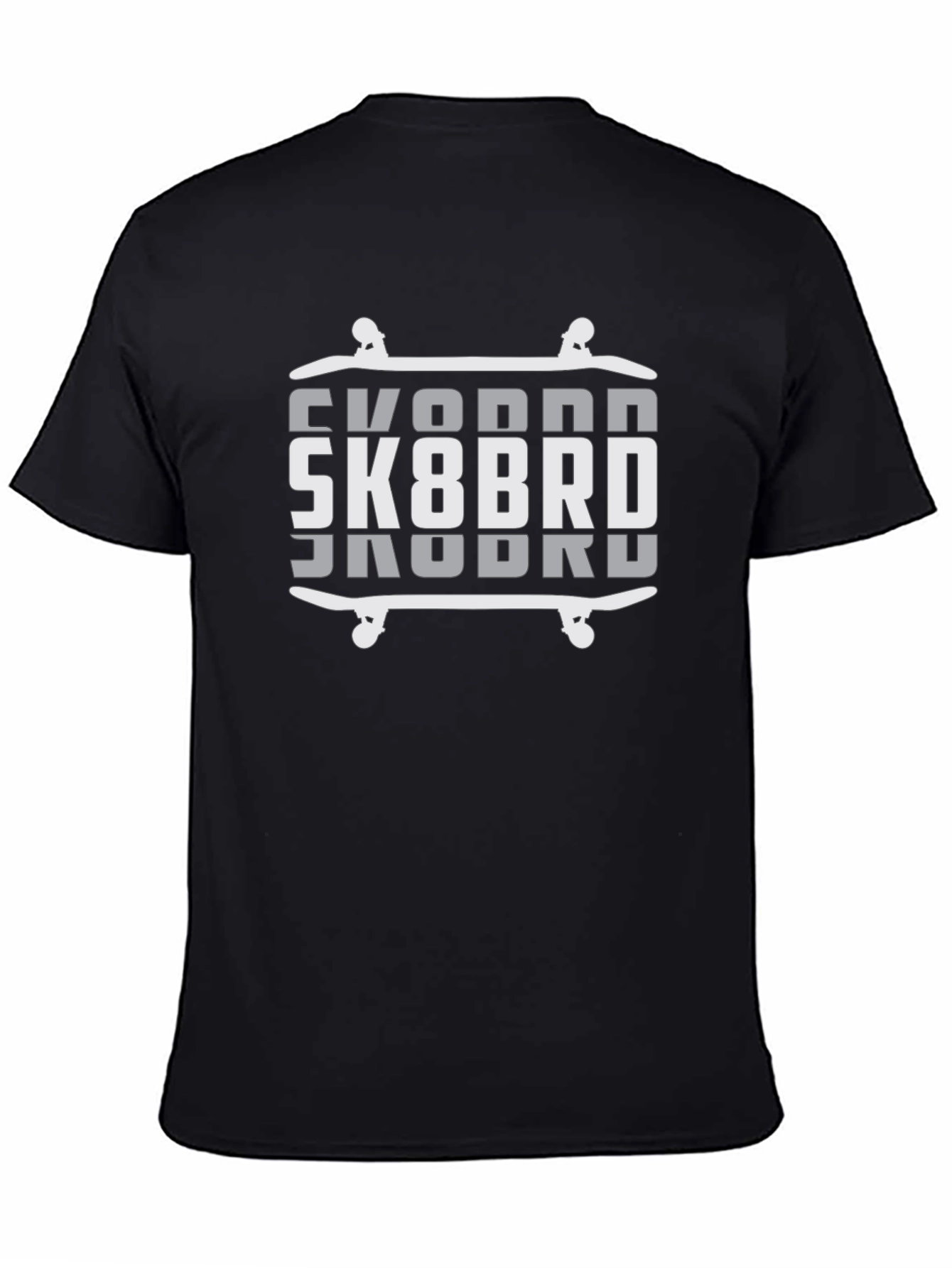 SK8BRD Skateboard Graphic Tee - Black Cotton Blend