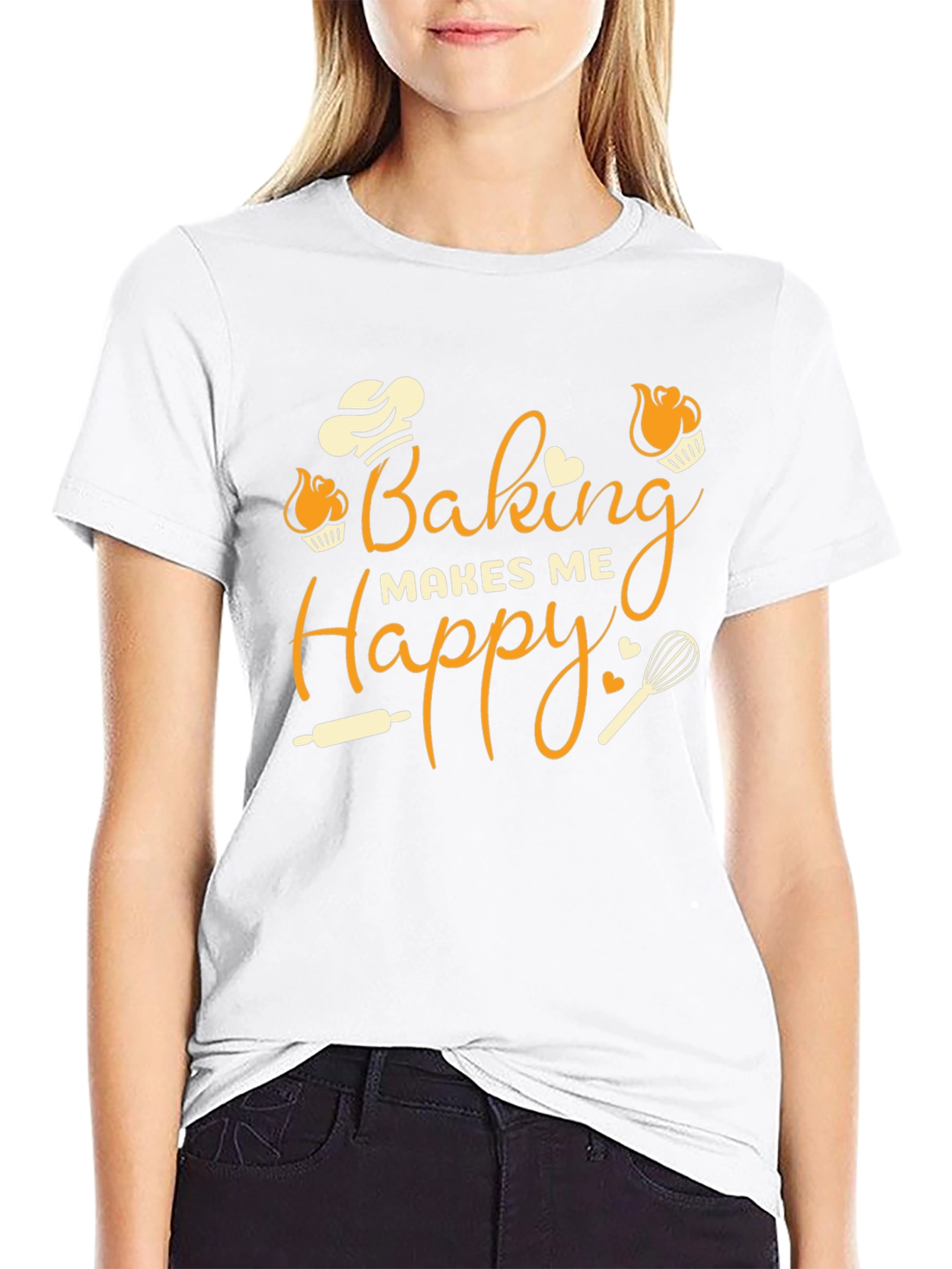 Baking Makes Me Happy Graphic T-Shirt