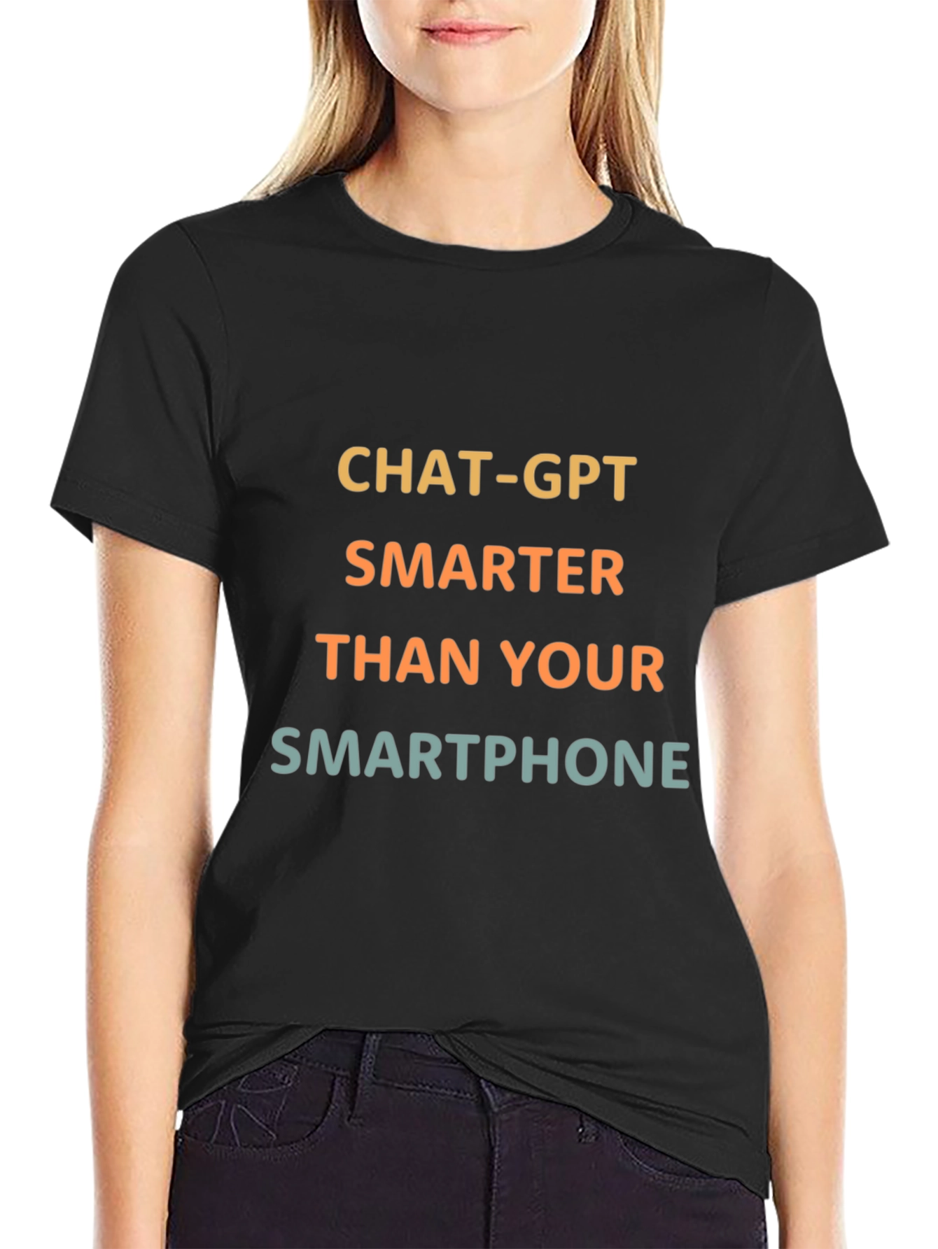 ChatGPT Smarter Than Your Smartphone Black T-Shirt