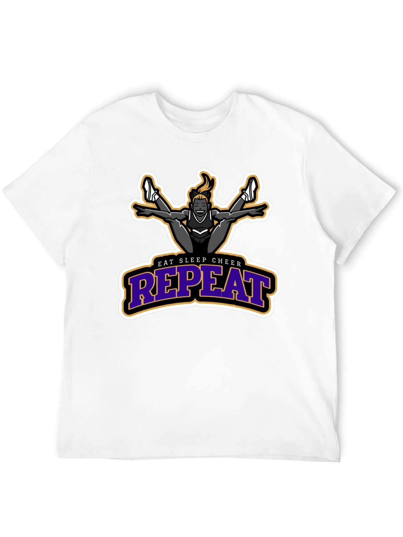 Eat Sleep Cheer Repeat Black T-Shirt