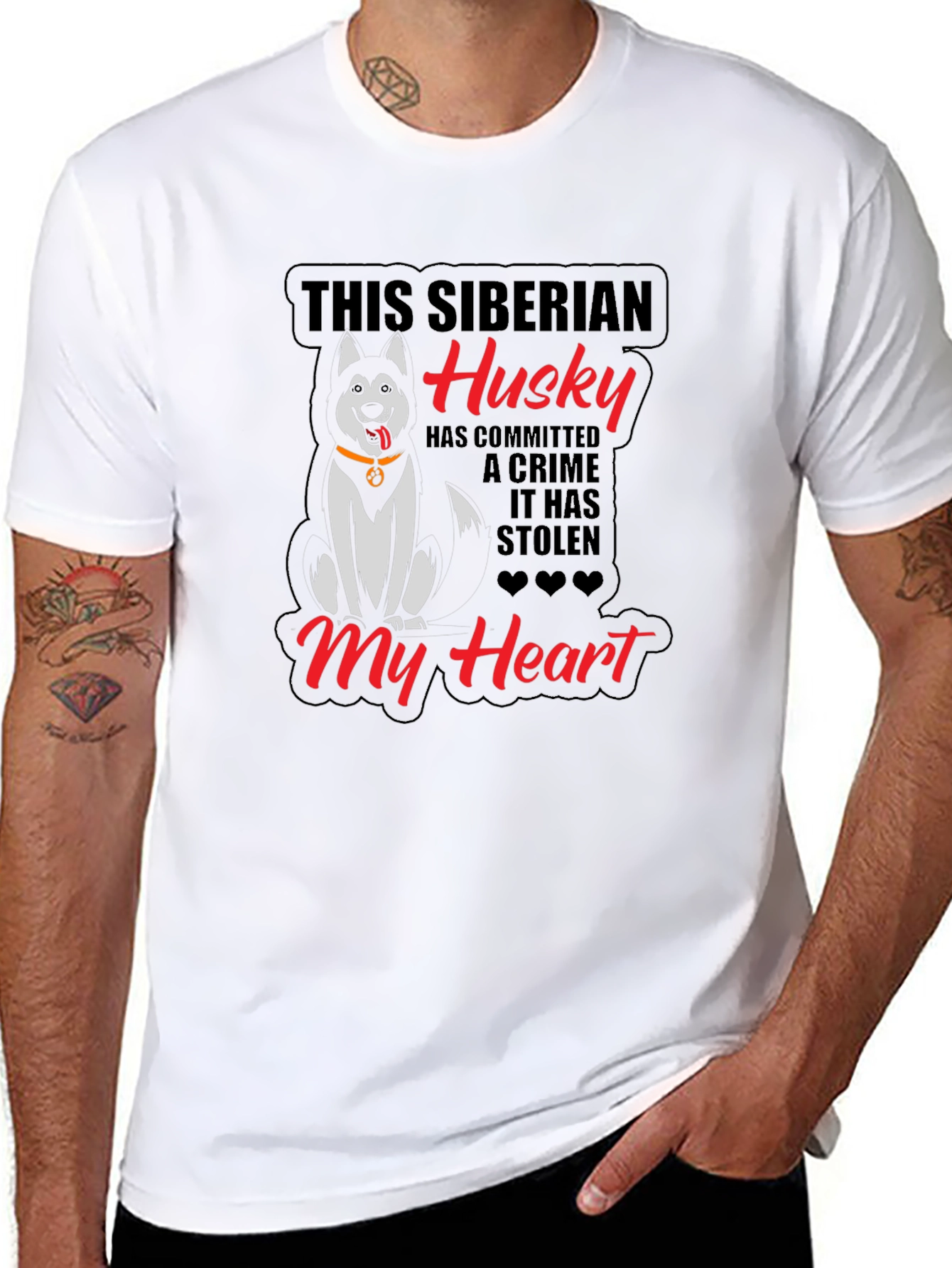 Siberian Husky Heart Stealer Black T-Shirt