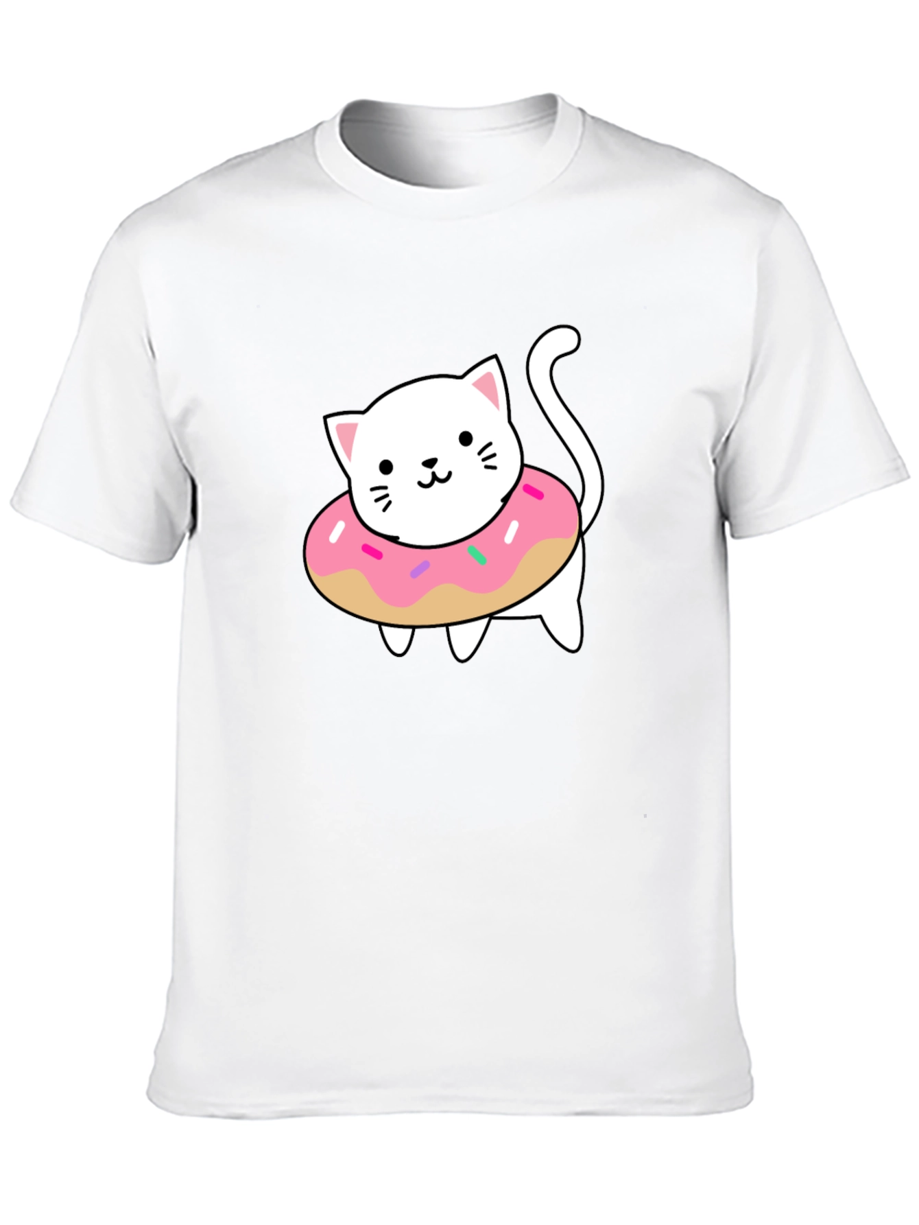 Cute Cat Donut T-Shirt - Stylish Black Tee
