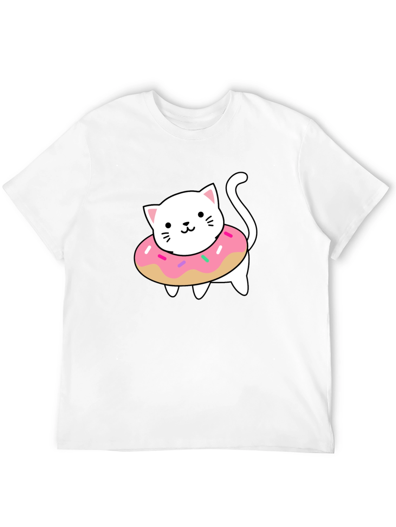 Cute Cat Donut T-Shirt - Stylish Black Tee