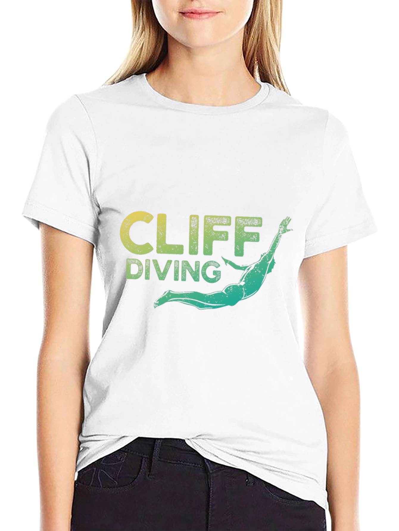 Cliff Diving Graphic Tee - Black Cotton T-Shirt