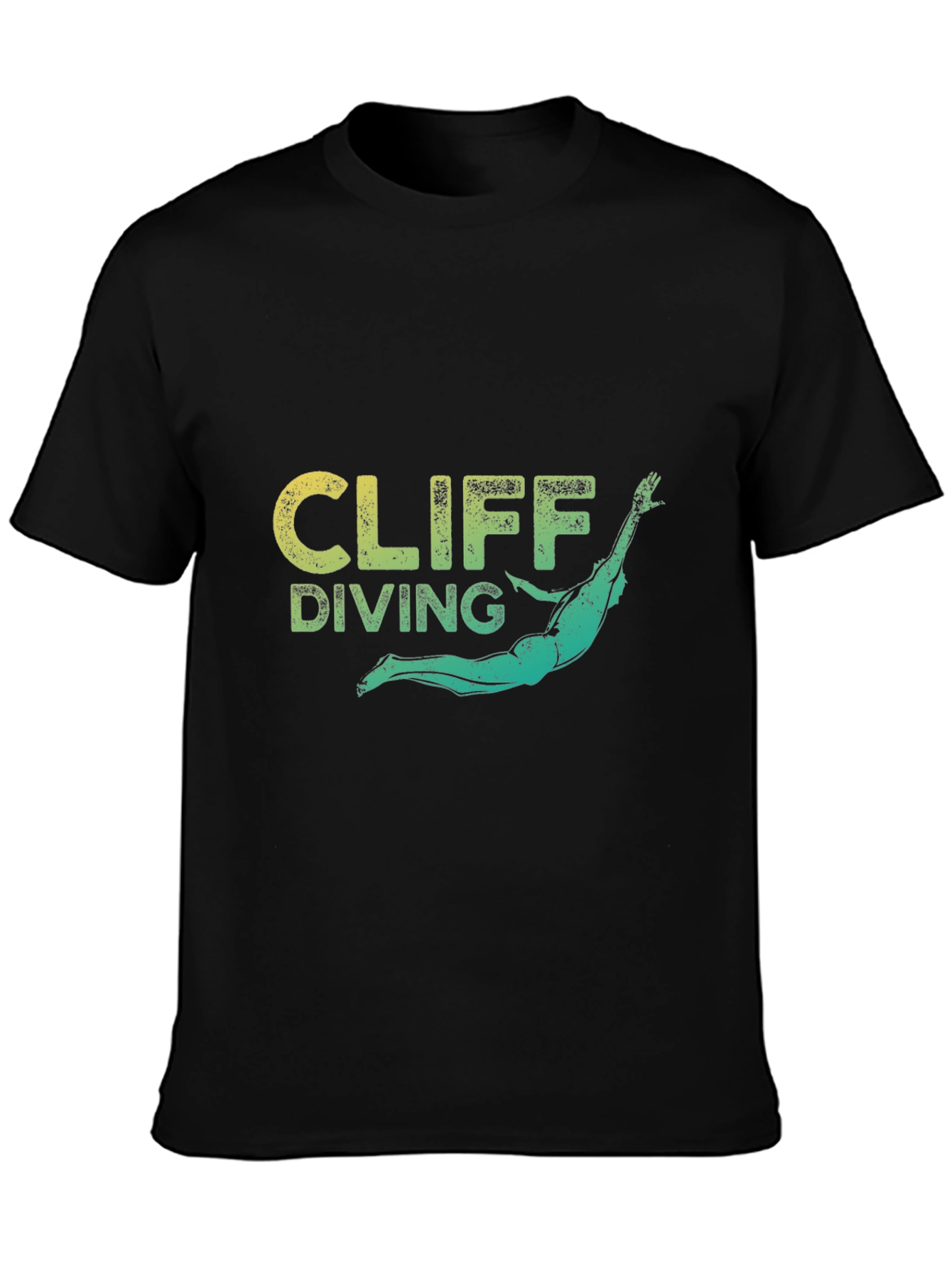 Cliff Diving Graphic Tee - Black Cotton T-Shirt