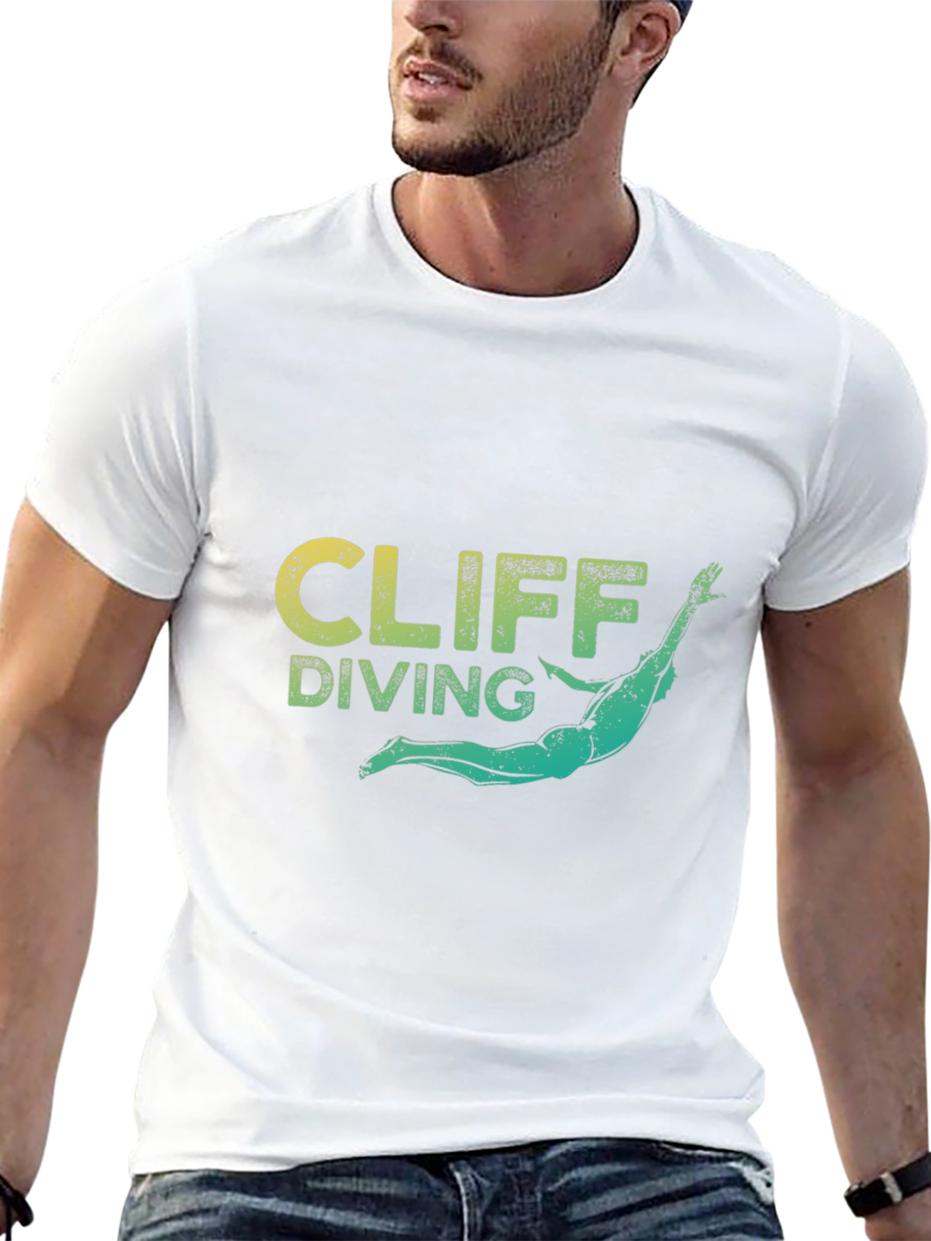 Cliff Diving Graphic Tee - Black Cotton T-Shirt