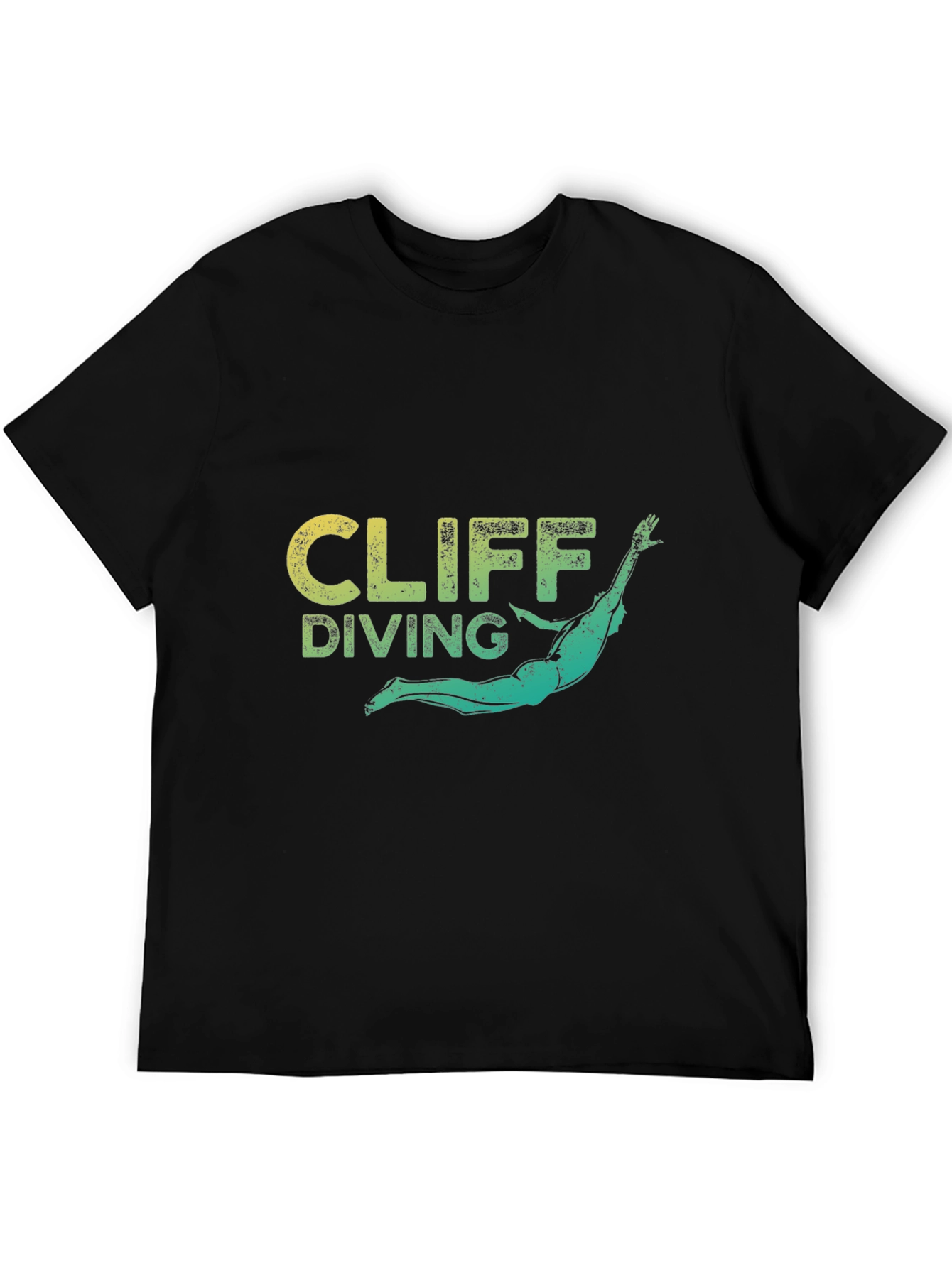 Cliff Diving Graphic Tee - Black Cotton T-Shirt