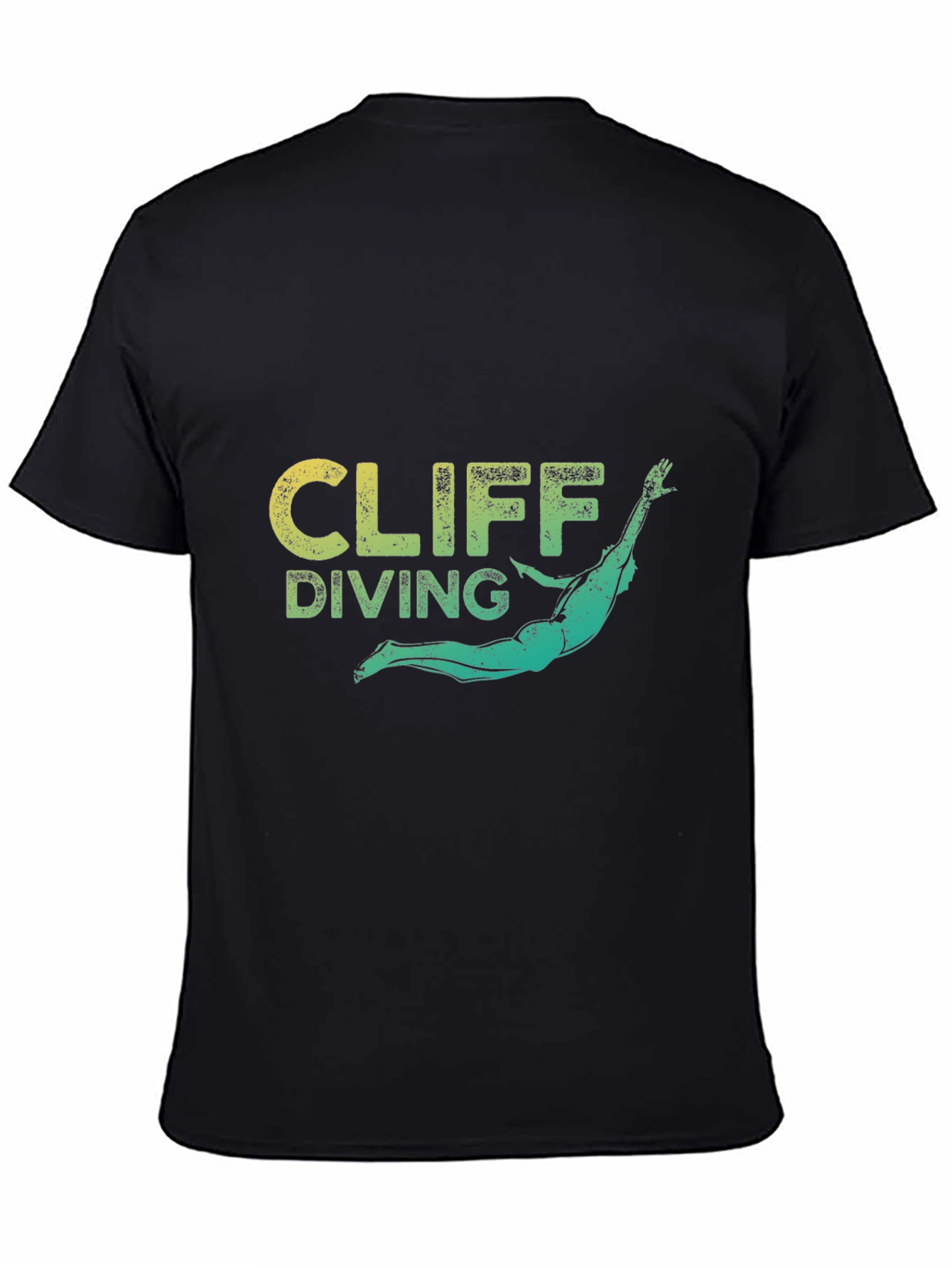 Cliff Diving Graphic Tee - Black Cotton T-Shirt