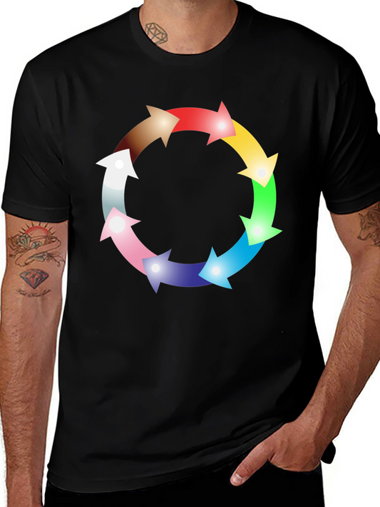 Rainbow Arrow Circle Graphic Black Tee