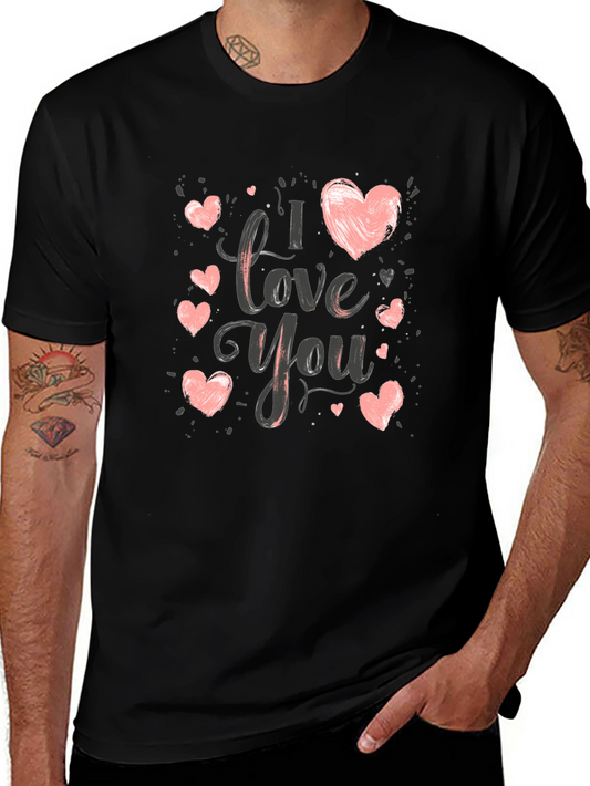 I Love You Heart Graphic T-Shirt - Black