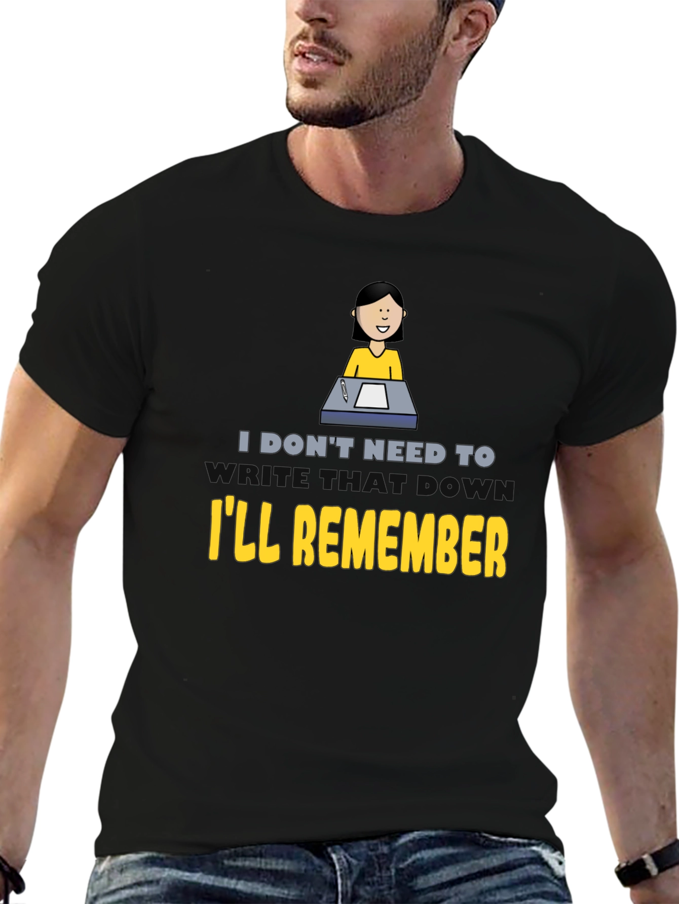 Ill Remember T-Shirt - Black Crew Neck Novelty Tee