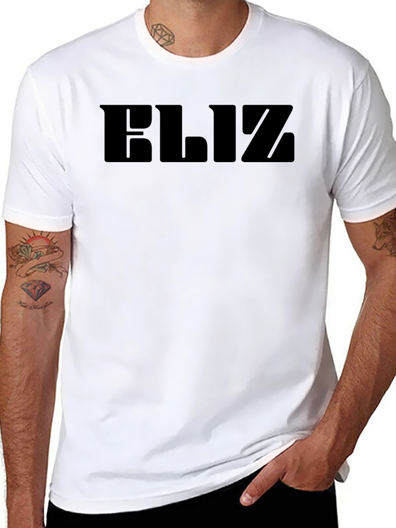 Mens Black ELIZ Graphic Tee - Casual Comfort